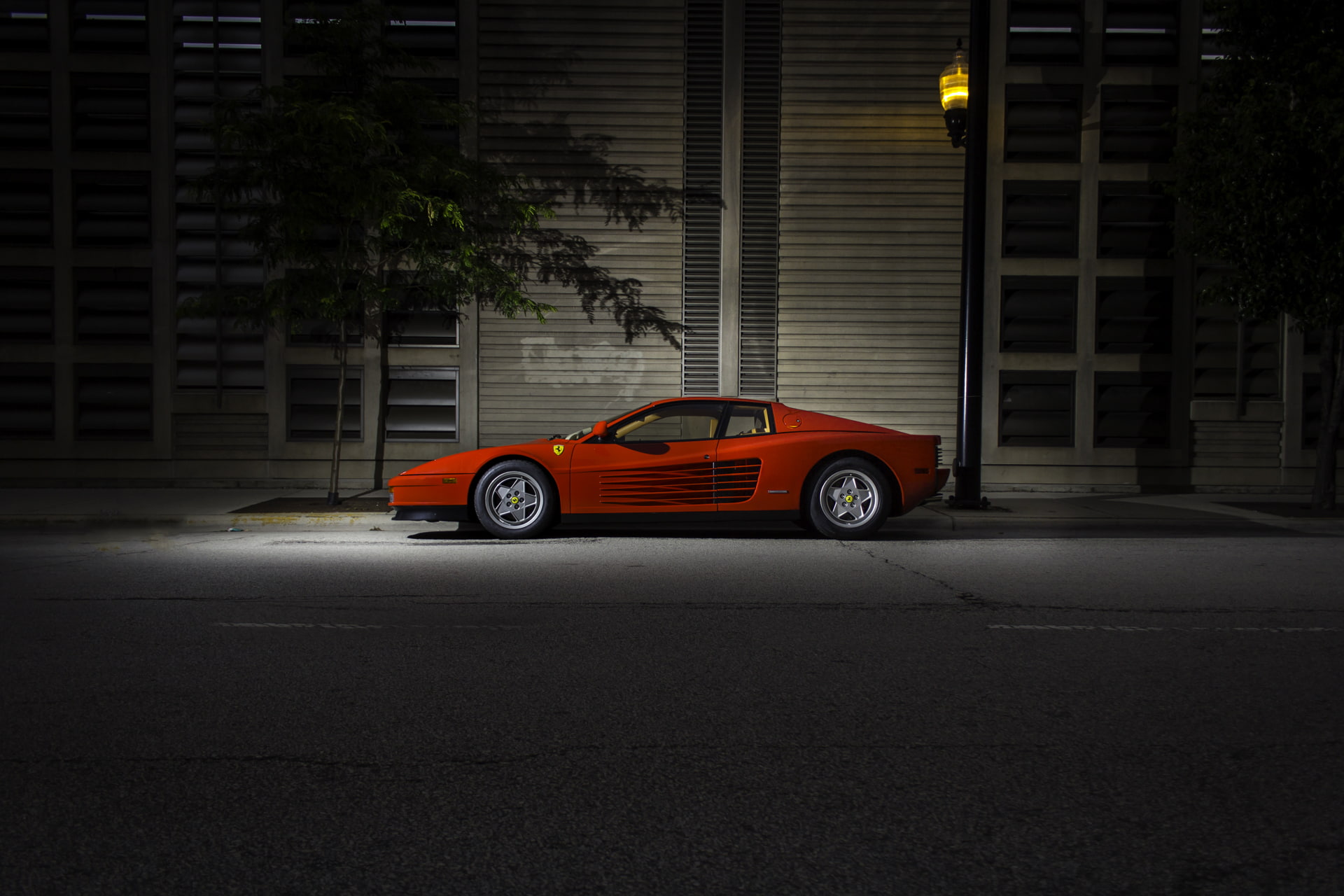 F110, night, 1080P, vintage, testarossa, ferrari, HD Wallpaper