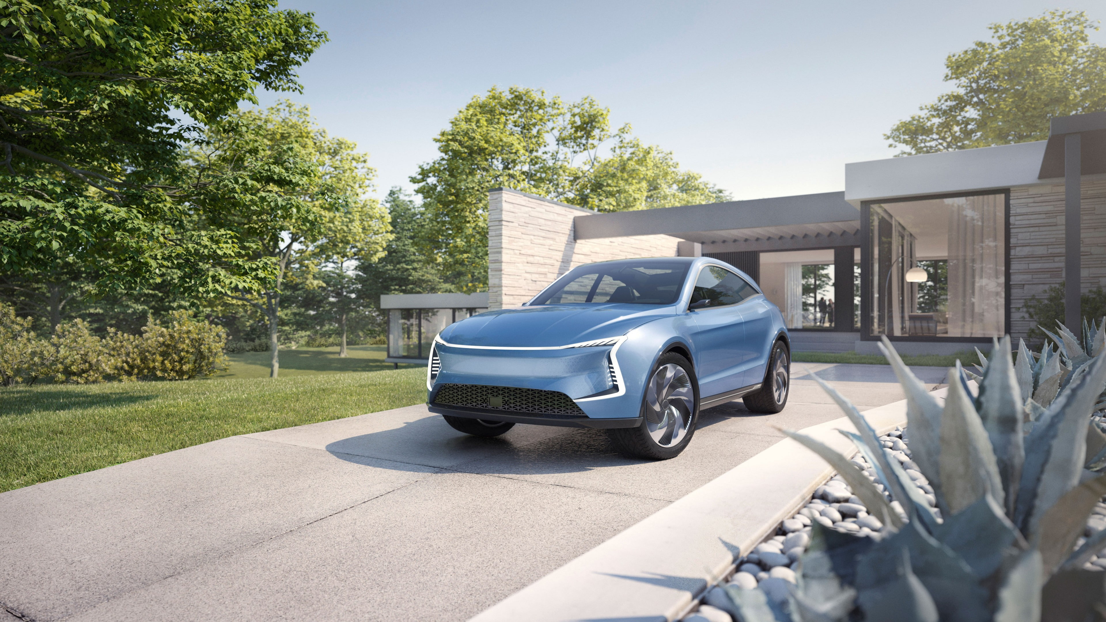 blue, 4k, 4K, suv, electric cars, SF Motors SF5, concept, HD Wallpaper