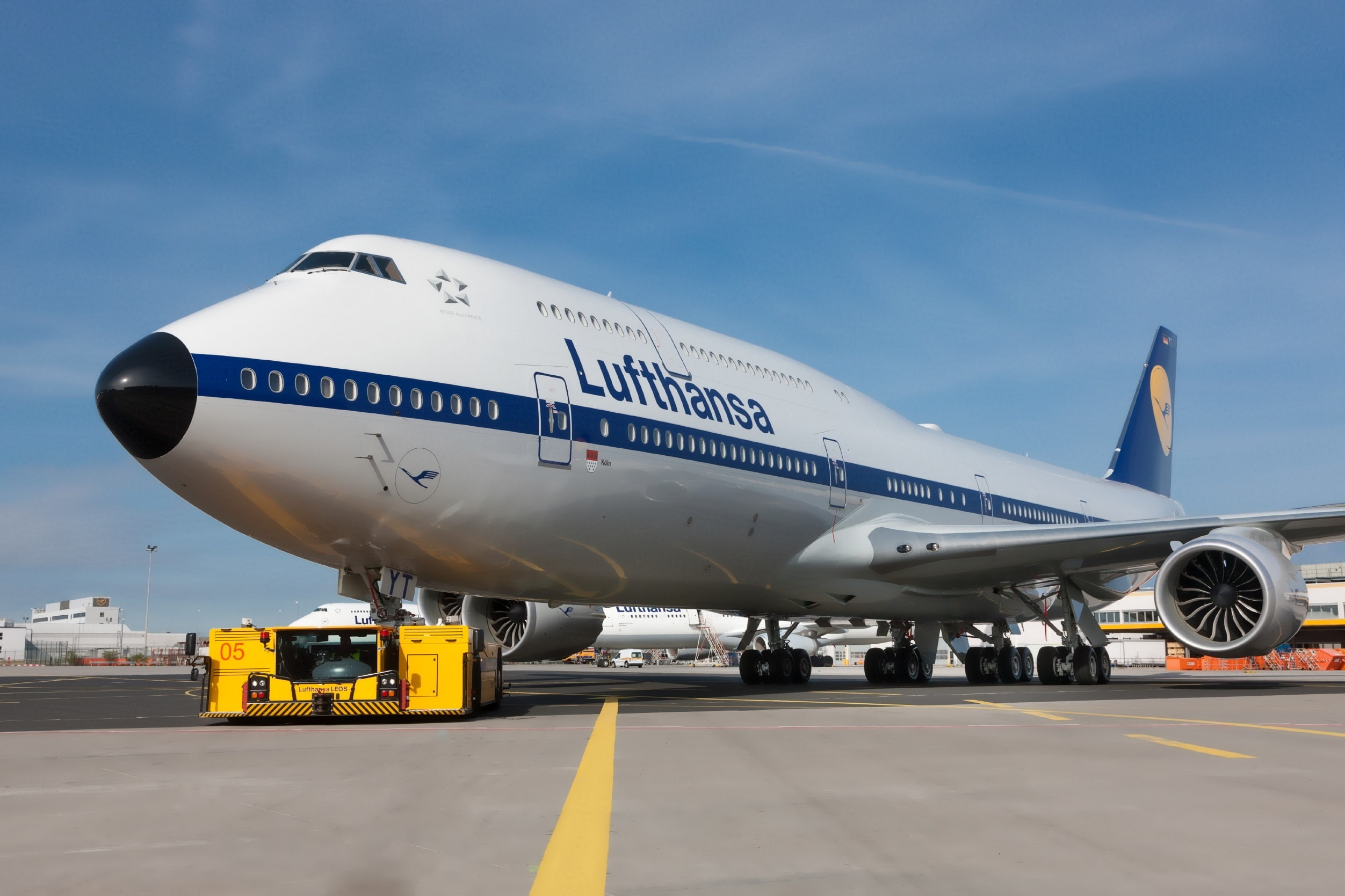 1080P, Lufthansa, Retro, Boeing, B-747, the sky, 800, Airport, HD Wallpaper