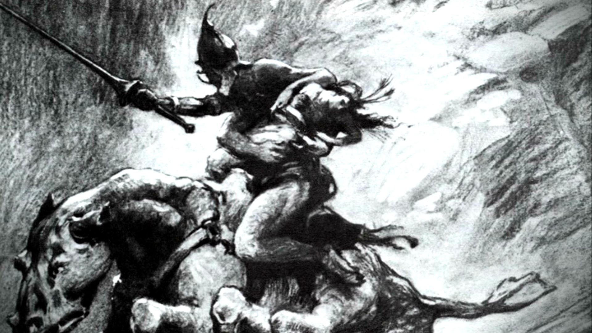 john, 1080P, sketch, horse, carter, hd, riding, comics, man, mars, HD Wallpaper