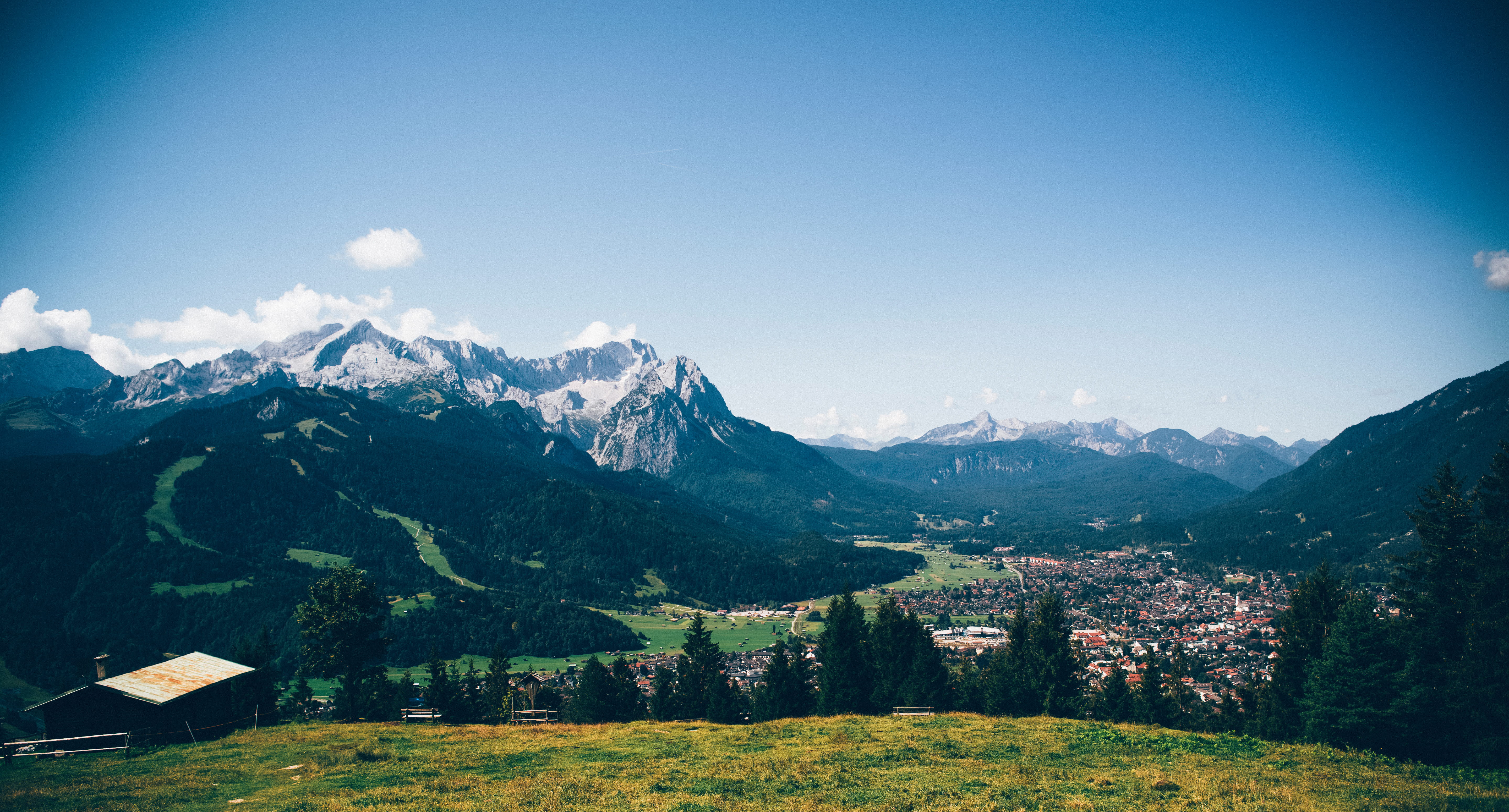 prospect, sunlight, idyllic, mountain climber, snowcapped mountain, scenics - nature, travel, open, 5K, non-urban scene, day, zugspitze, plant, mountain chain, HD Wallpaper