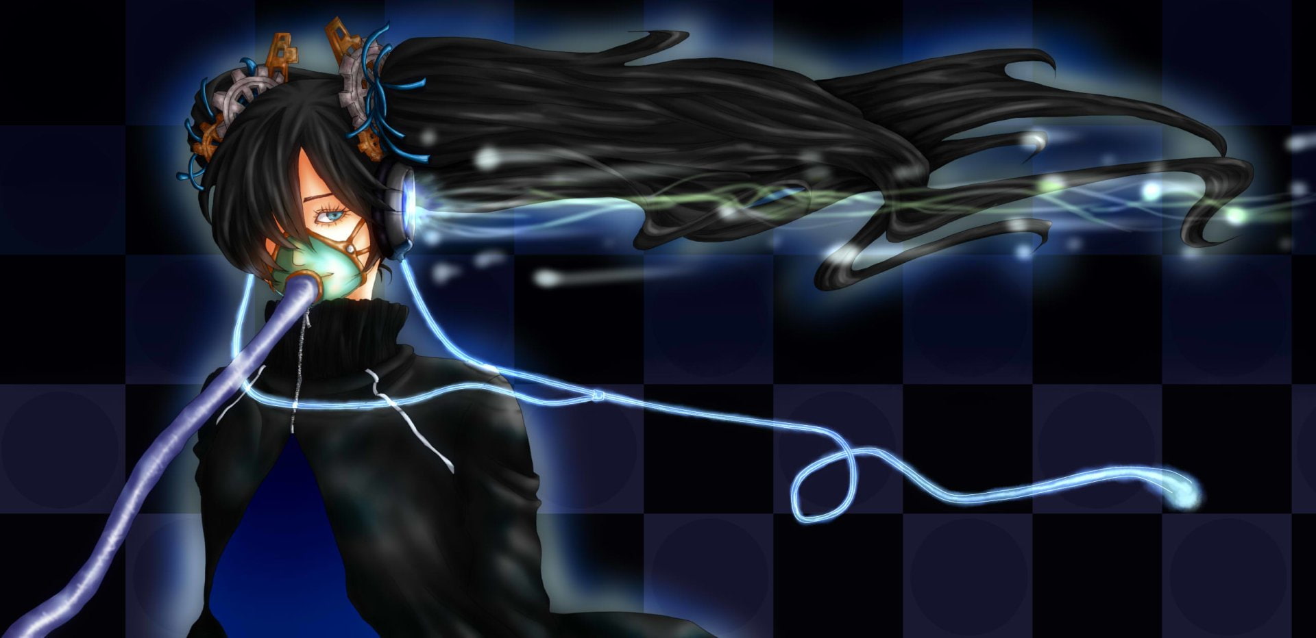 Black, Zatsune Miku, Mask, 1080P, Anime, Vocaloid, HD Wallpaper