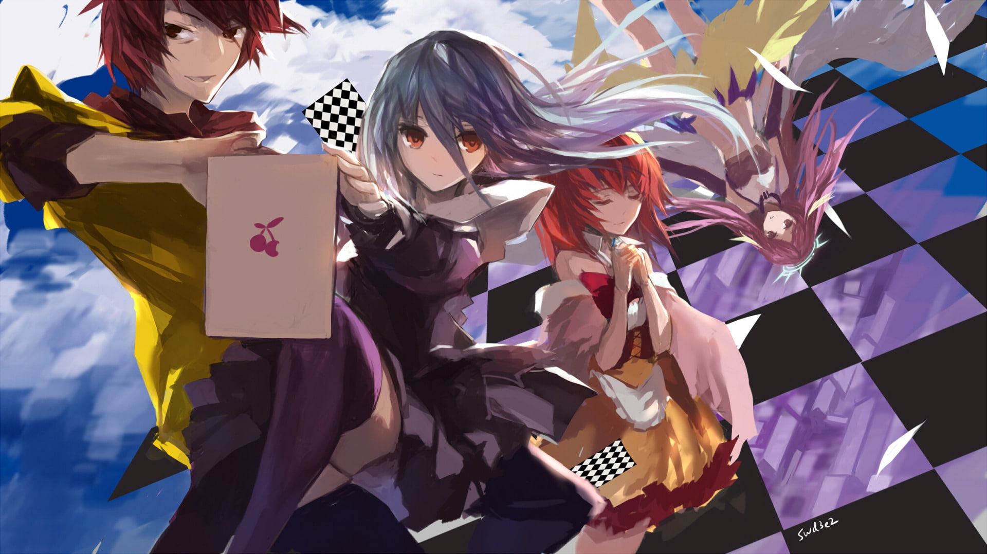three quarter length, Jibril (No Game No Life), Shiro (No Game No Life), females, clothing, 1080P, women, Anime, teenager, men, No Game No Life, adult, HD Wallpaper