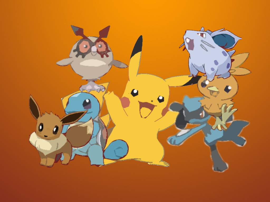 pokemon, paper, hd, eevee, Pikachu, art, 480P, hoothoot, anime, nidoran, HD Wallpaper