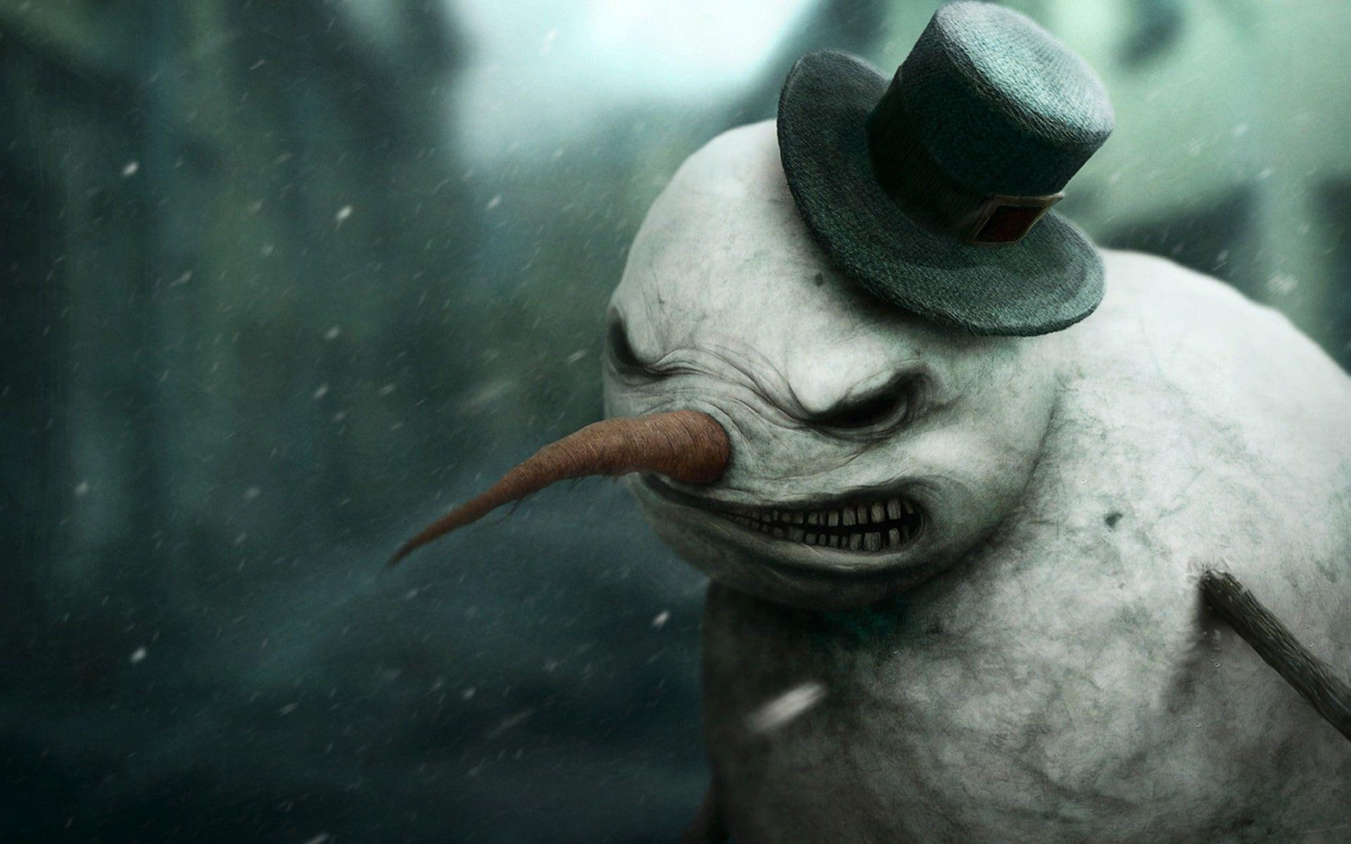 monster, snowman, angry, snow, 1080P, 1920x1200, winter, holidays, illustration, HD Wallpaper