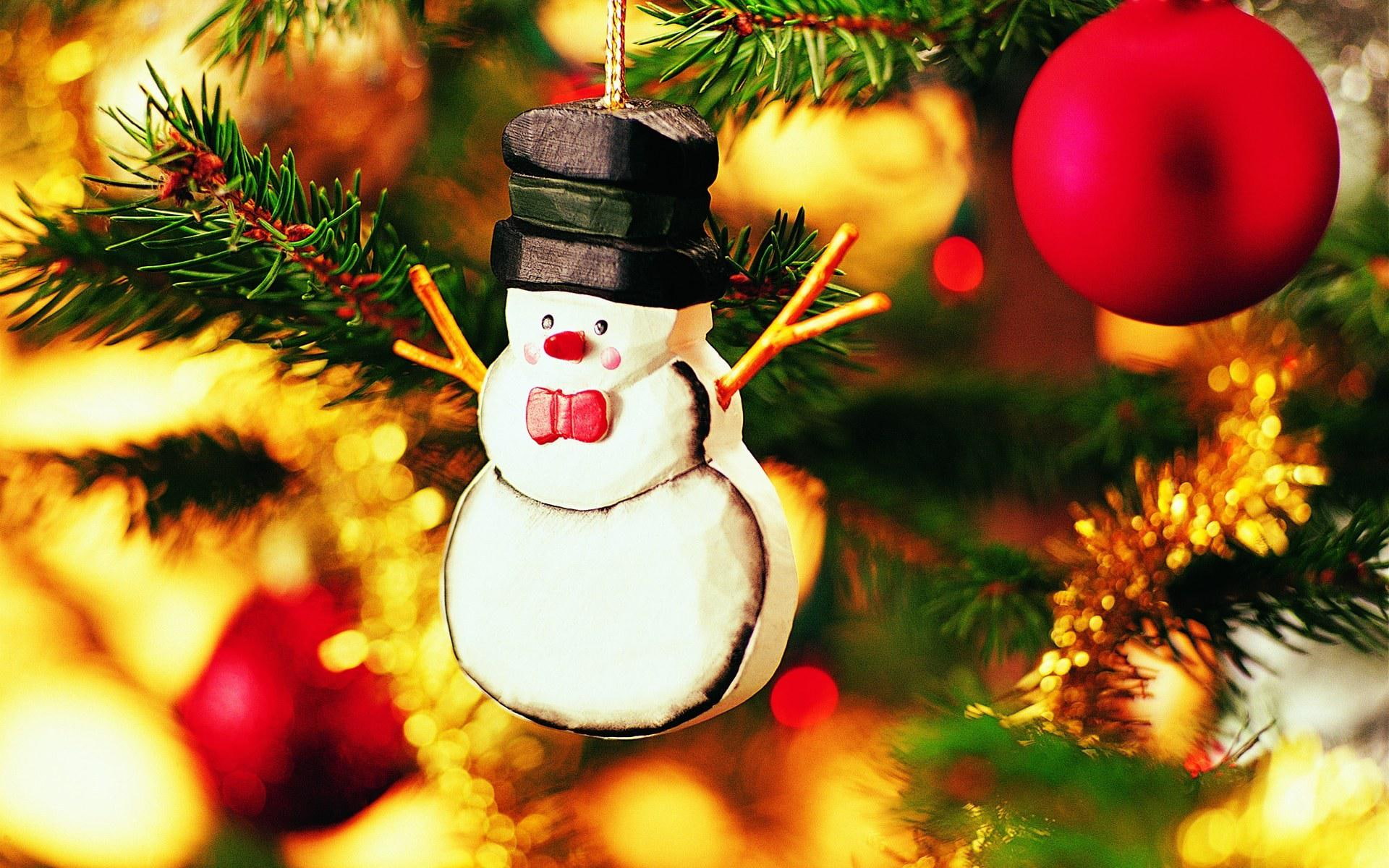 snowman, tree, 1080P, christmas, decorations, holiday, ornament, festivals / holidays, festival, HD Wallpaper