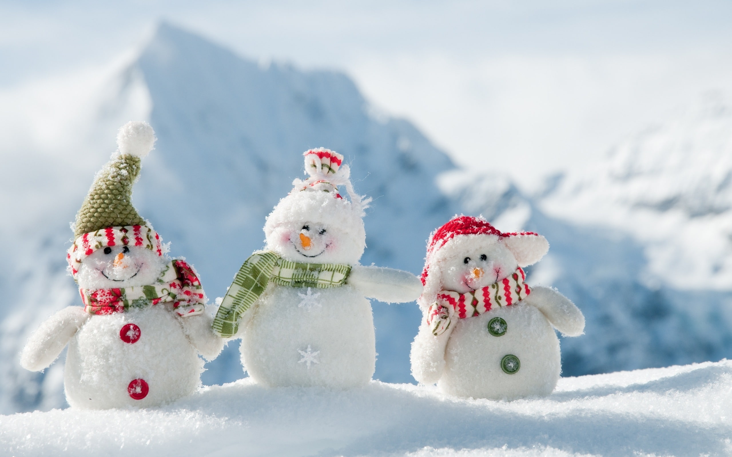 christmas, xmas, 2K, winter, snowmen, snow, cute, HD Wallpaper