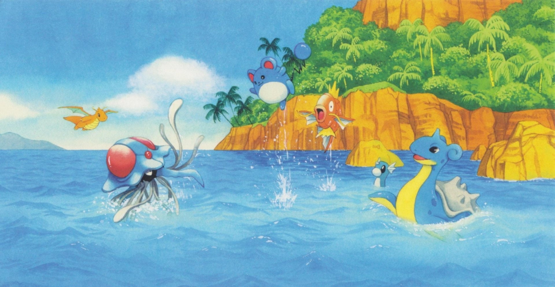 Magikarp (Pokémon), Dragonite (Pokémon), Dratini (Pokémon), Marill (Pokémon), Pokémon, 1080P, Tentacruel (Pokémon), Water Pokémon, Lapras (Pokémon), HD Wallpaper