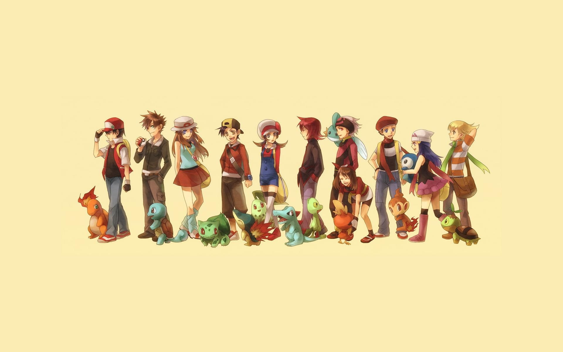 hd, 1080P, bulbasaur, pokemon, cyndaquil, red, treecko, blue, art, Green, charma, totodile, mudkip, pearl, silver, squirtle, gold, anime, HD Wallpaper
