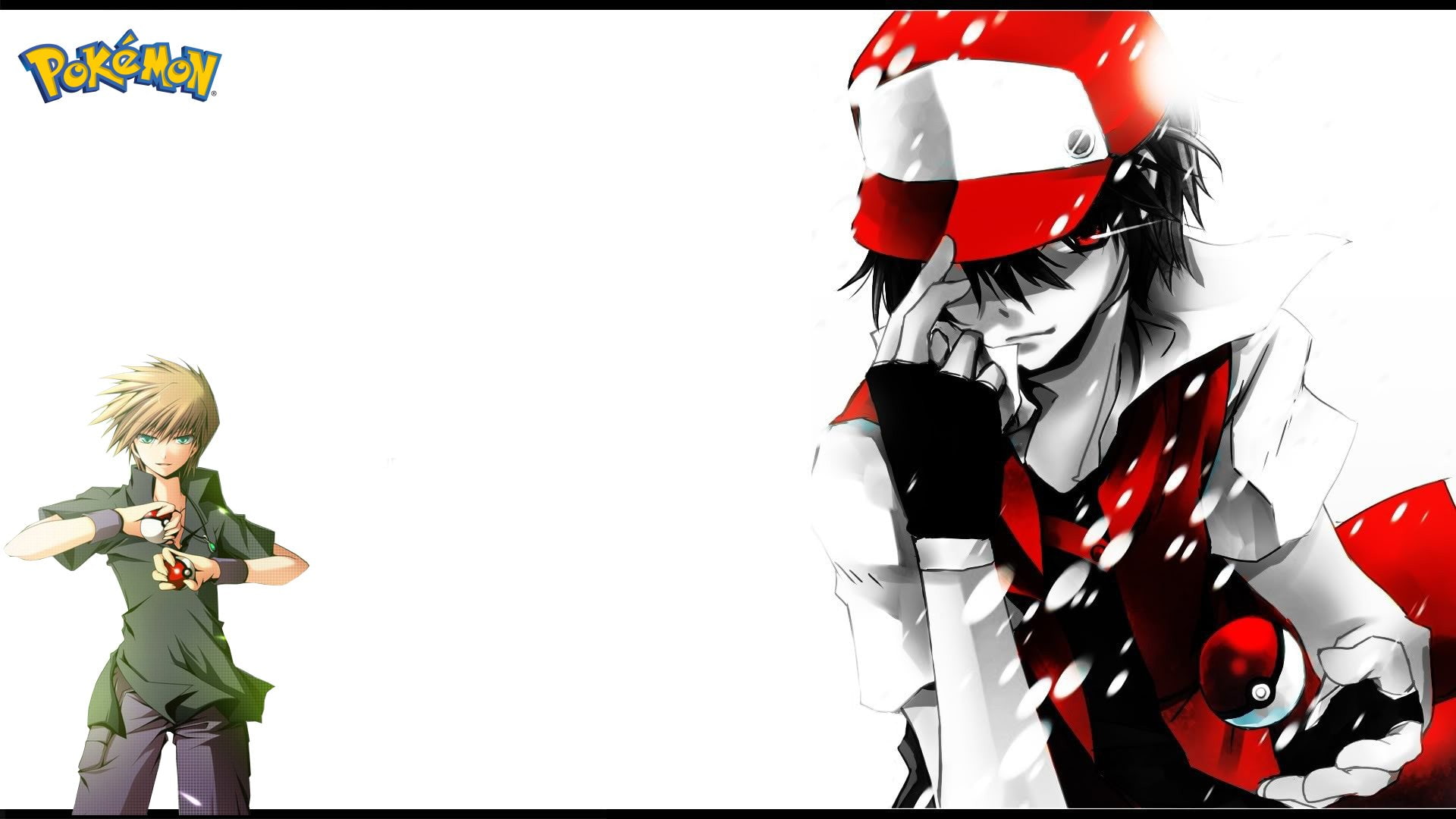 Pokémon, Red (Pokémon), sports equipment, white background, sport, 1080P, clothing, child, standing, females, women, childhood, adult, competition, Blue (Pokémon), HD Wallpaper