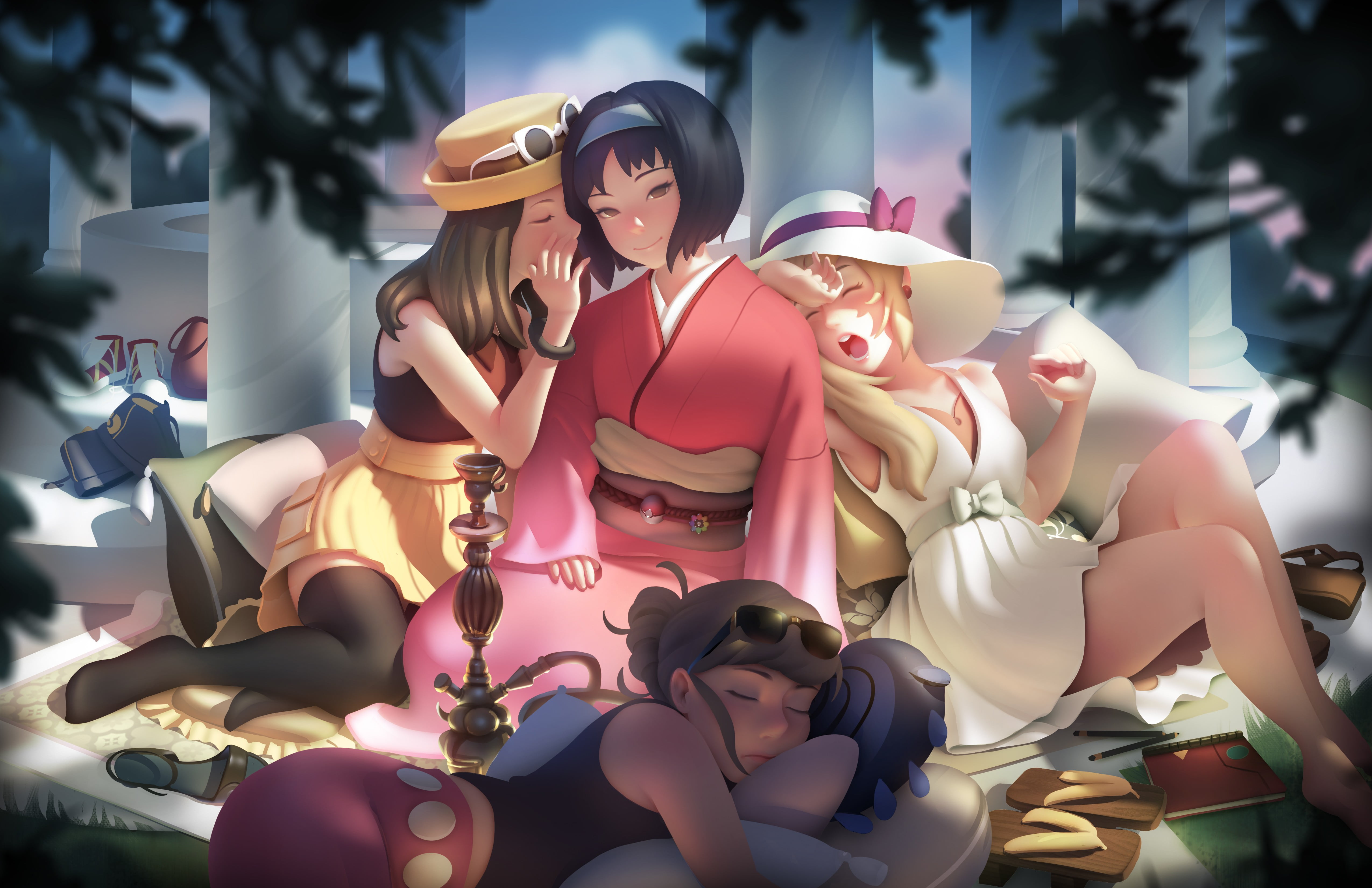 day, Erika (Pokemon), female likeness, sculpture, retail display, statue, anime girls, no people, craft, thigh-highs, human representation, male likeness, HD Wallpaper