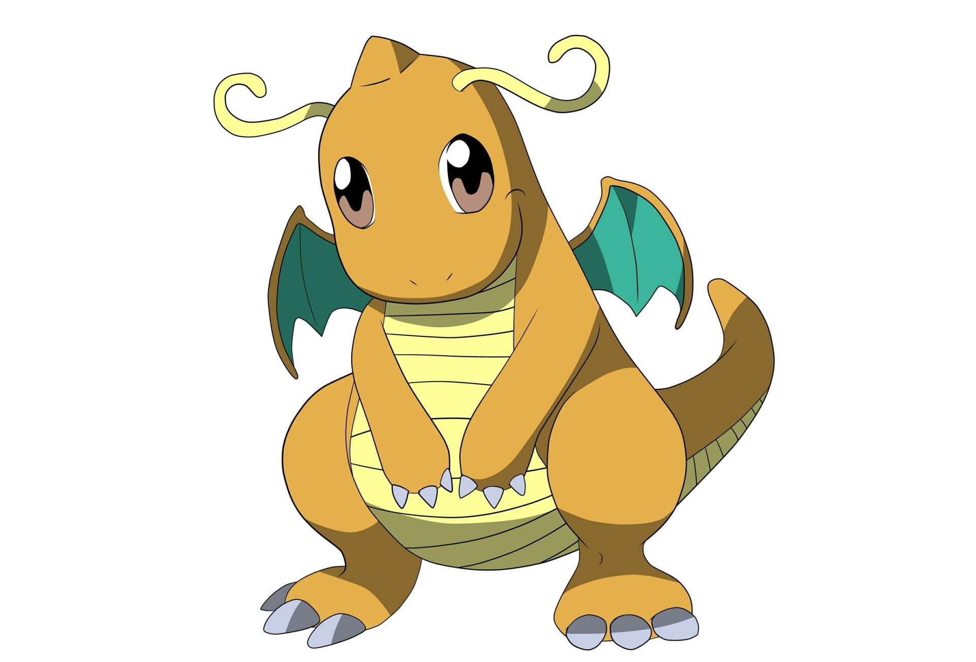 white background, men, smiling, Dragonite (Pokémon), childhood, mammal, feline, indoors, emotion, Pokémon, one person, cute, cut out, frog, cartoon, 1080P, HD Wallpaper
