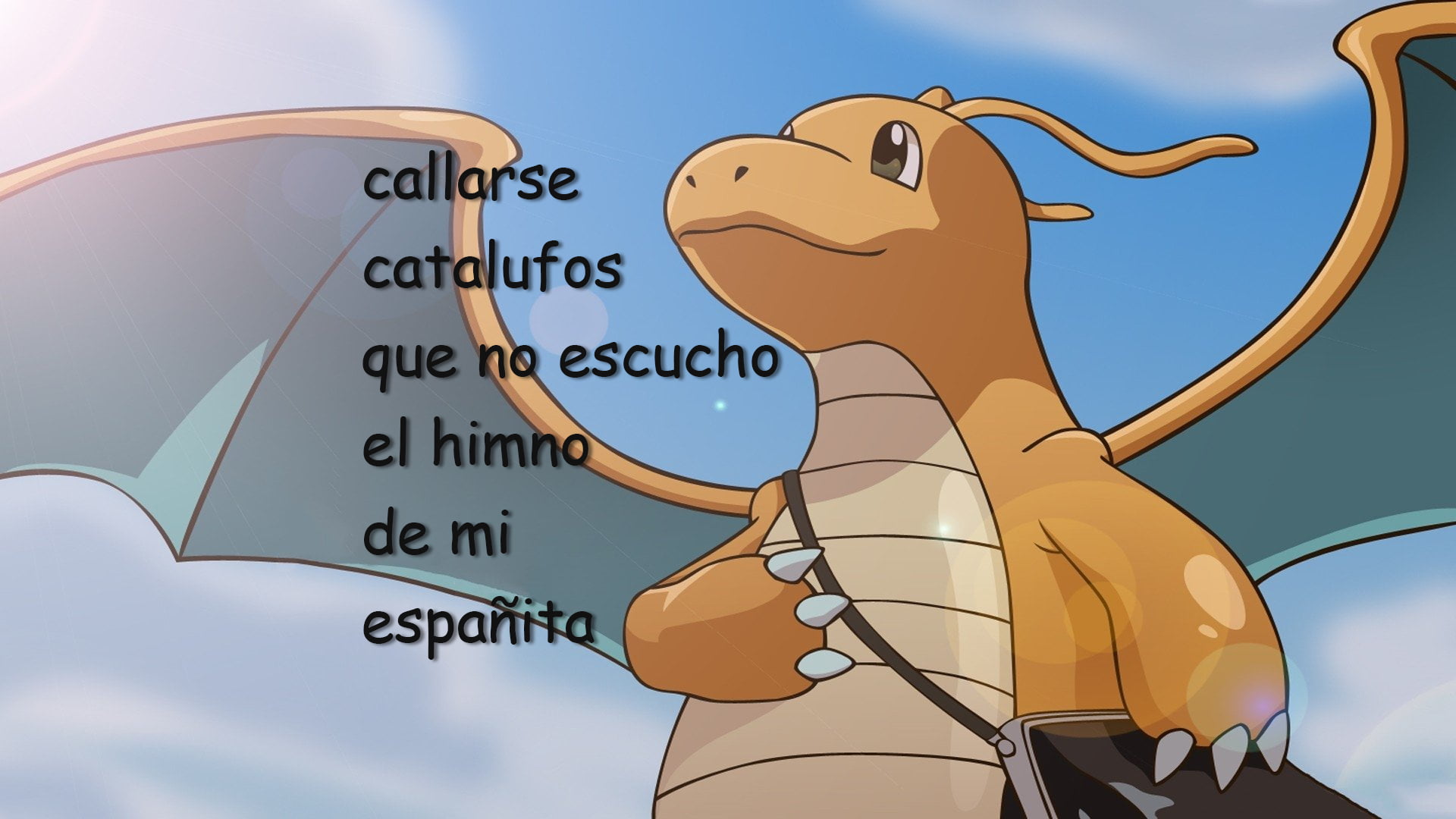 Pokémon, wings, memes, Spain, Dragonite, creature, anime, 1080P, HD Wallpaper