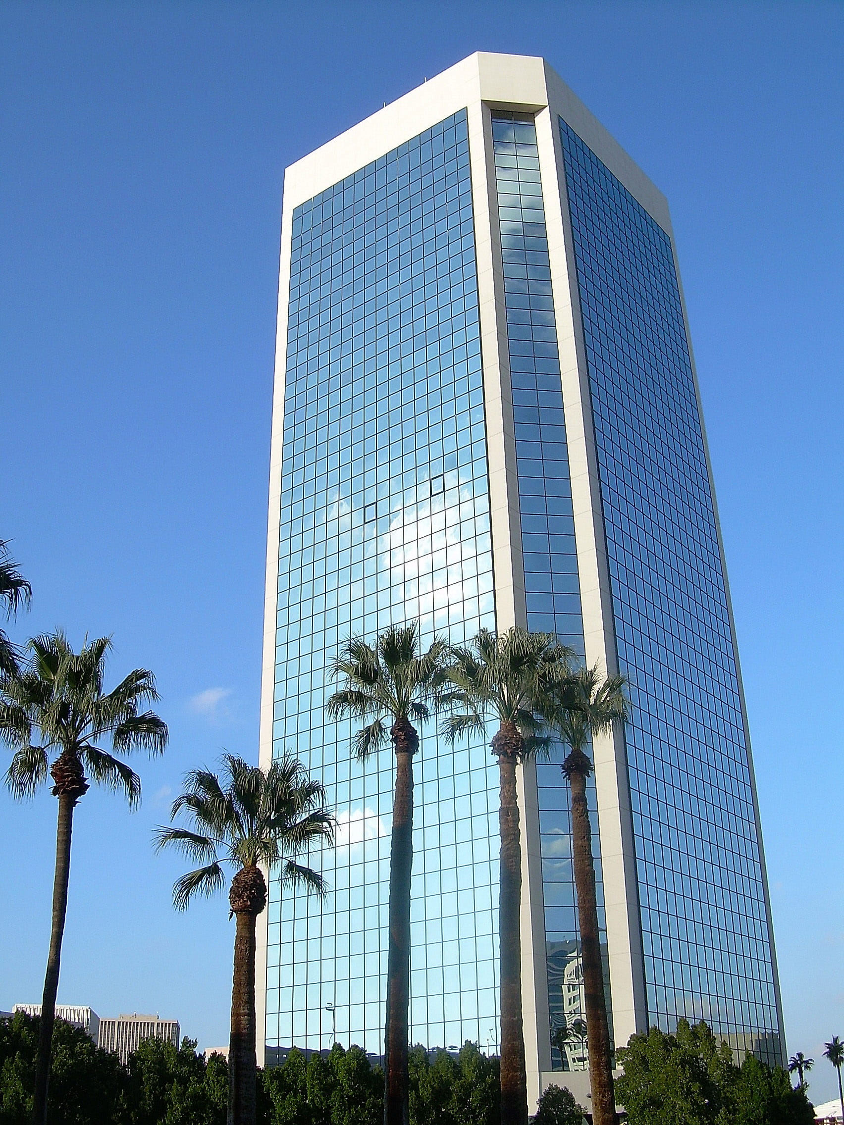 public domain, tropical climate, tower, clear sky, Phoenix, photos, Arizona, building Exterior, buildings, built Structure, tree, 1080P, sky, outdoors, Phone HD Wallpaper