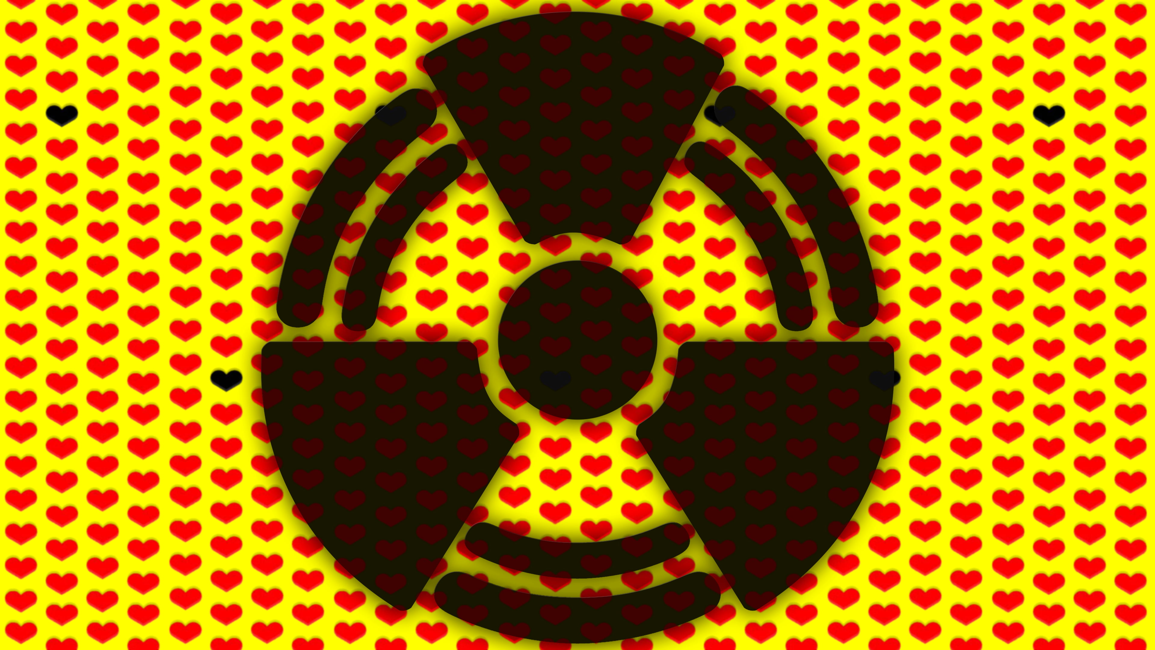 J Rock, heart, symbols, nuclear, yellow, 4K, hide (musician), radioactive, HD Wallpaper