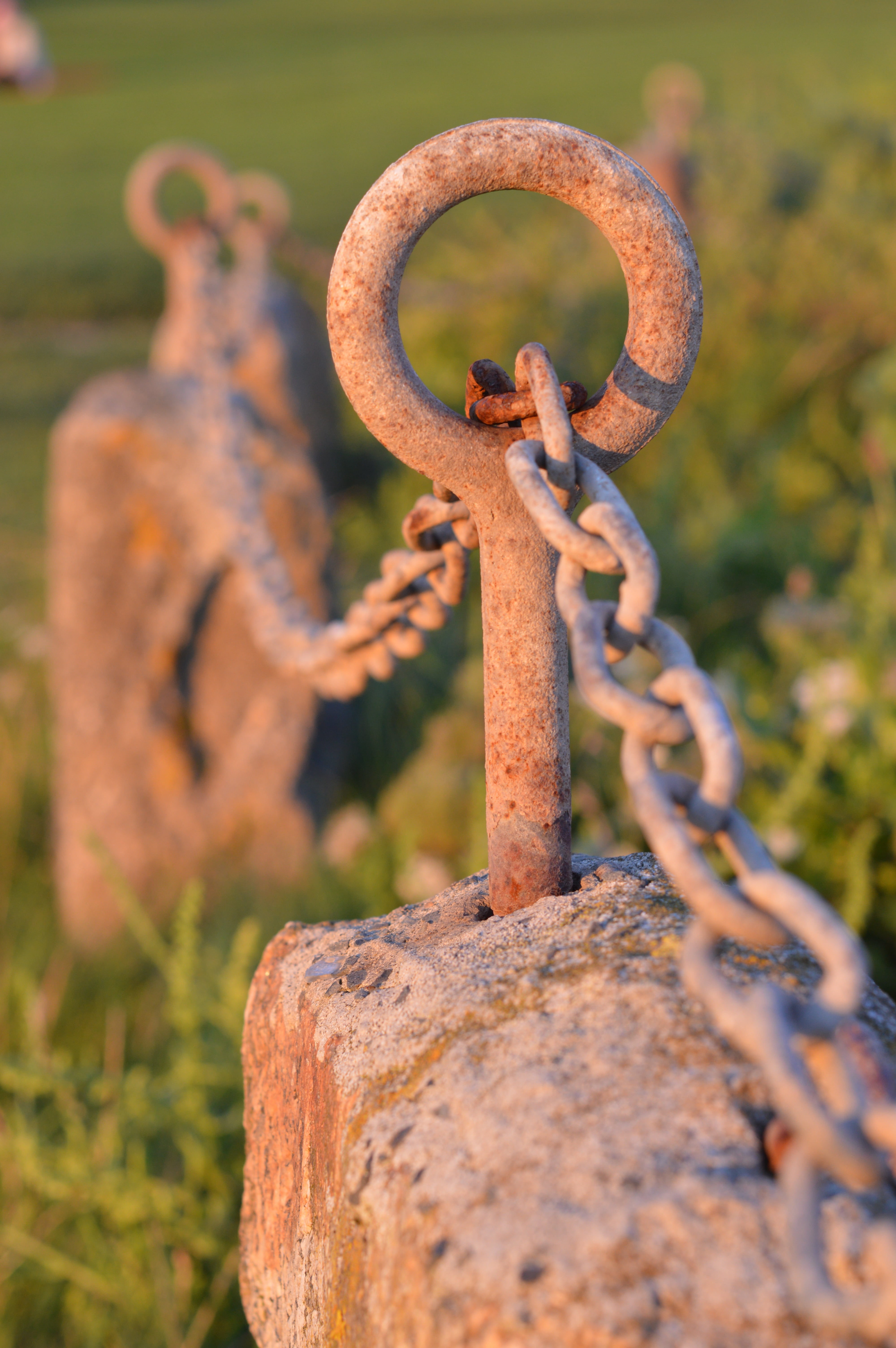 selective focus, coastline, steel, uk, sea, cornwall, st nicholas church, rusty, rock, damaged, nature, seaside, cornish, sun, architecture, day, chain, Phone HD Wallpaper