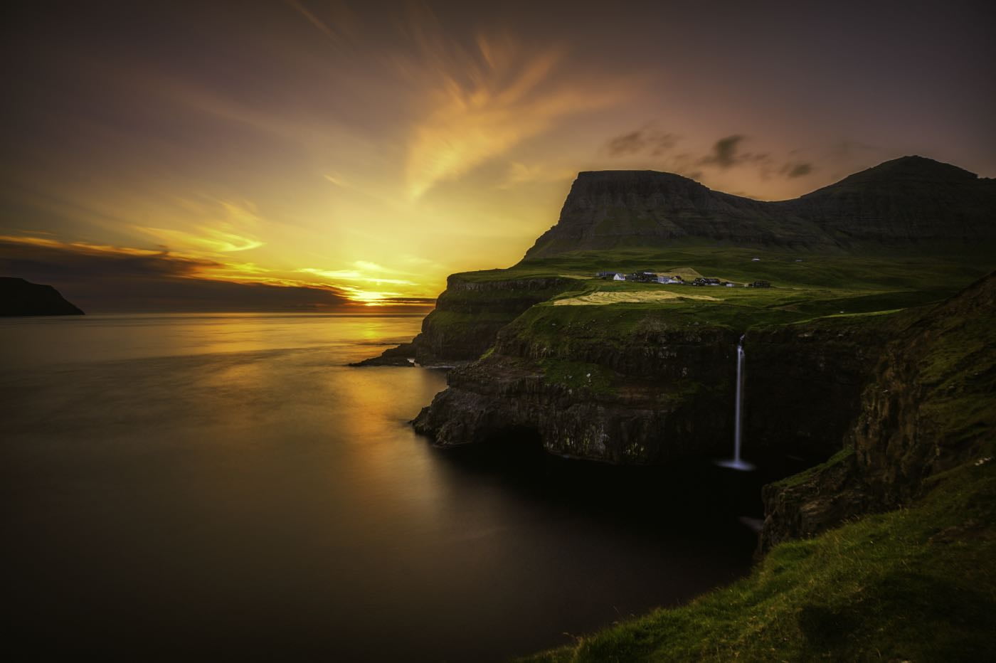 scenics, sea, Nikon AF, Nikkor, Nikon  AF, grey, ND Filter, green, VR, Faroe Islands, Nikon D700, ED, Gásadalur, Landscape, coastline, body, Guðmundsson, HD Wallpaper