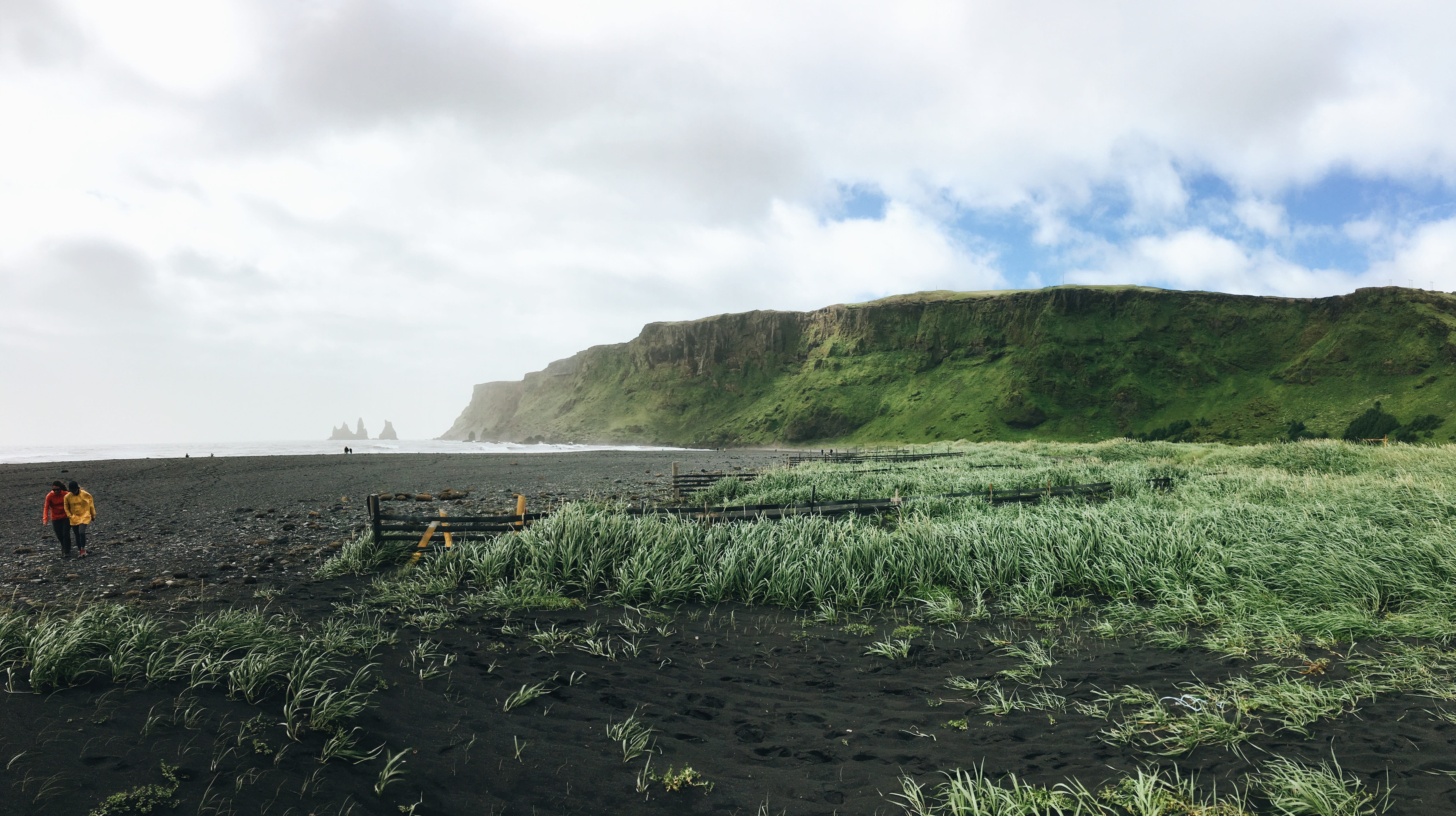 iceland, outdoors, environment, people, cloudy, tranquility, sky, real people, cloud - sky, mountain, nature, vik, beauty in nature, rain, green color, HD Wallpaper
