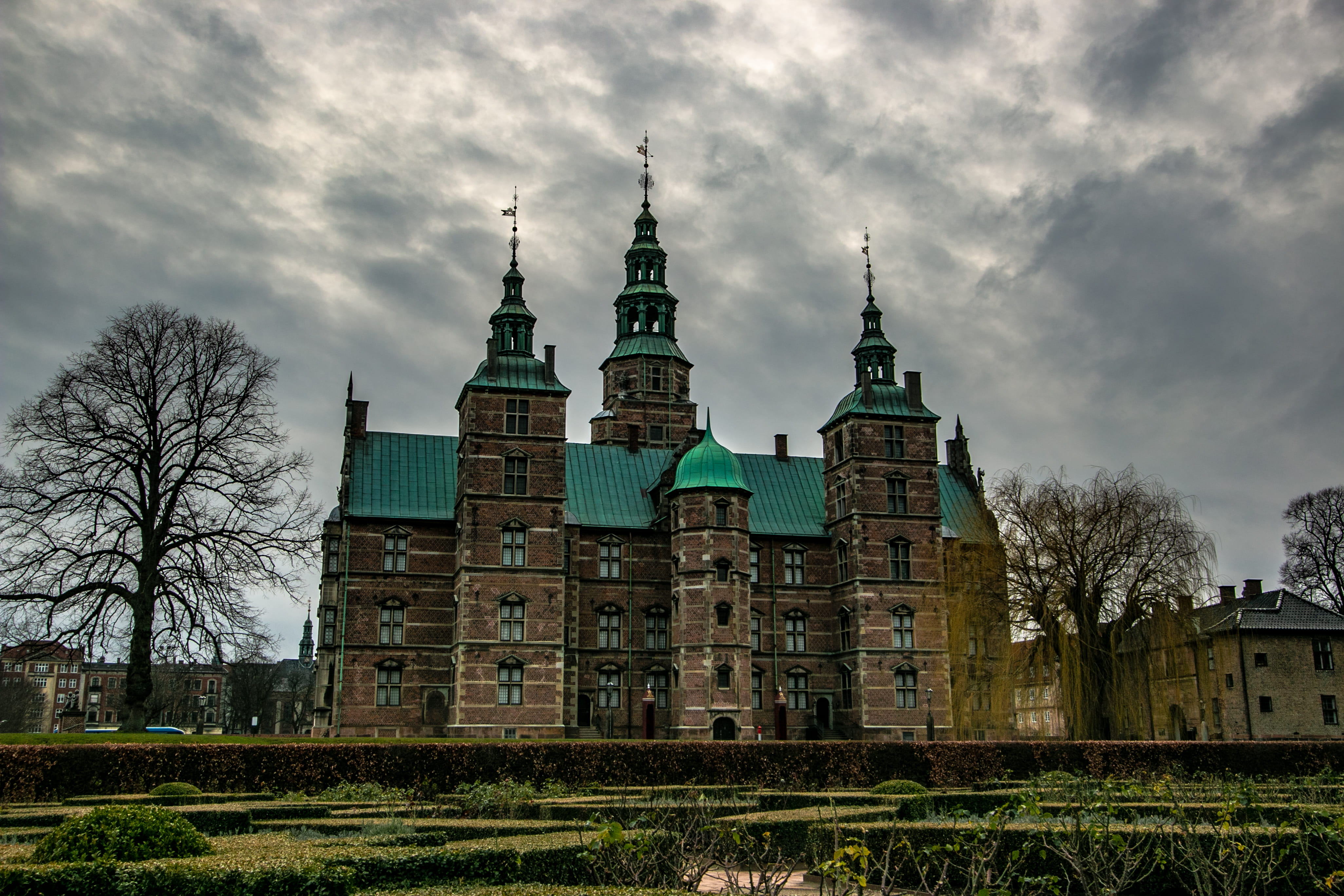 bare tree, cloudy, dreary, king, day, tower, museum, building, nature, denmark, low angle view, winter, outdoors, history, dome, europe, danish, architecture, HD Wallpaper