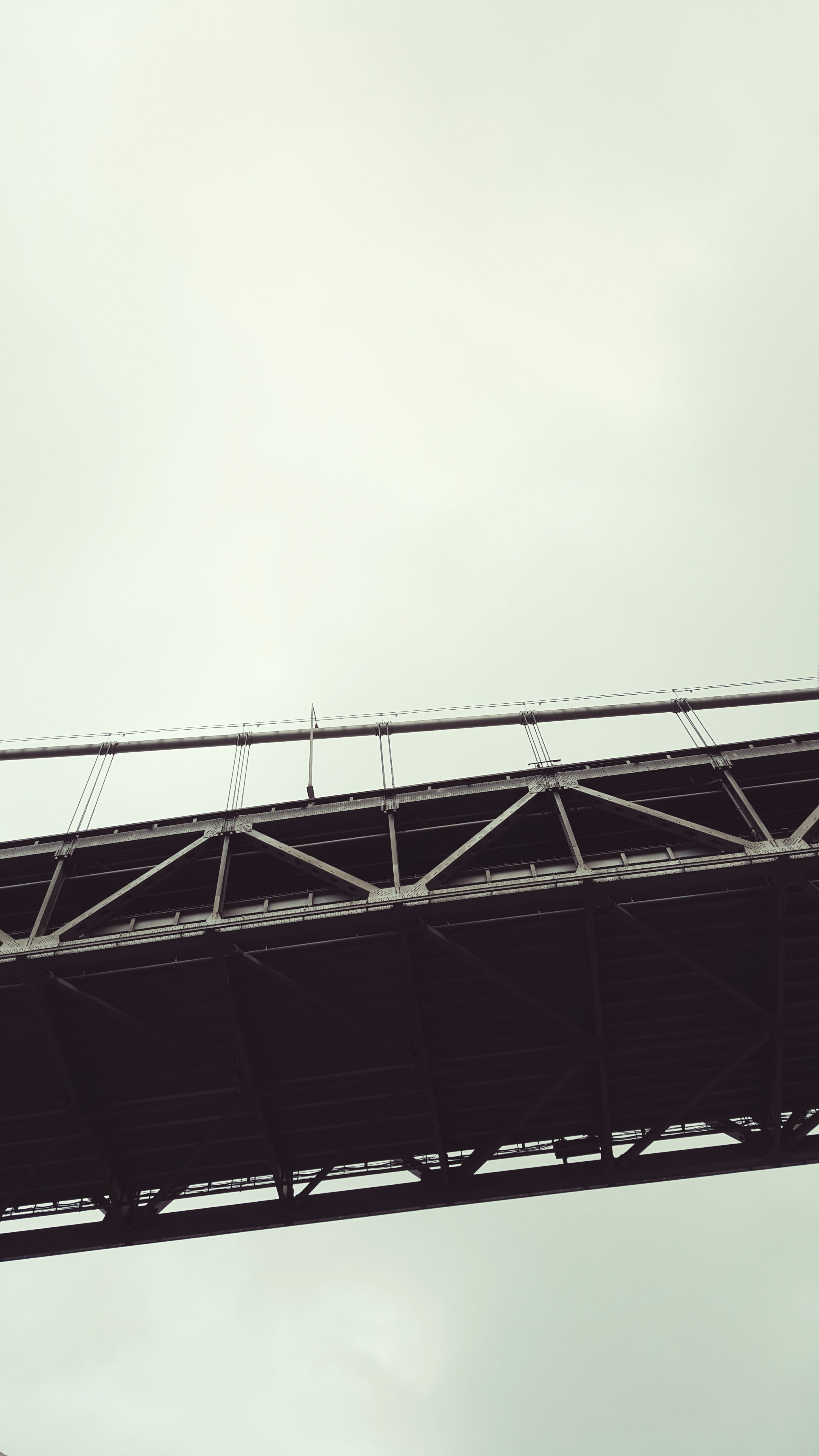 alloy, industry, bay bridge, architecture, platform, railing, steel, sky, 5K, low angle view, copy space, clear sky, transportation, no people, building, Phone HD Wallpaper