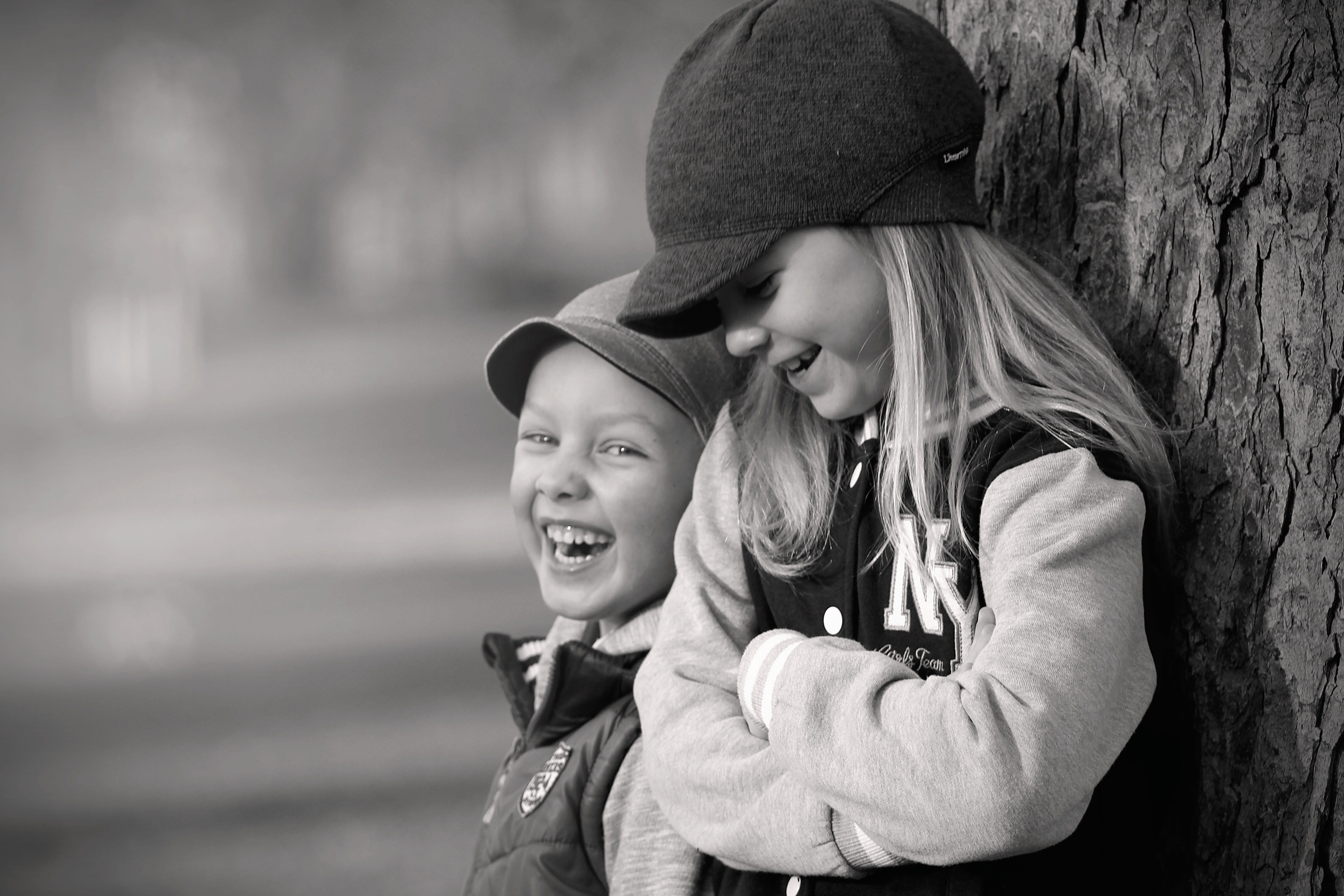 girl, smile, focus, waist up, little, togetherness, two people, boy, leaning, happiness, innocence, fun, 5K, day, outdoors, childhood, adorable, leisure activity, HD Wallpaper