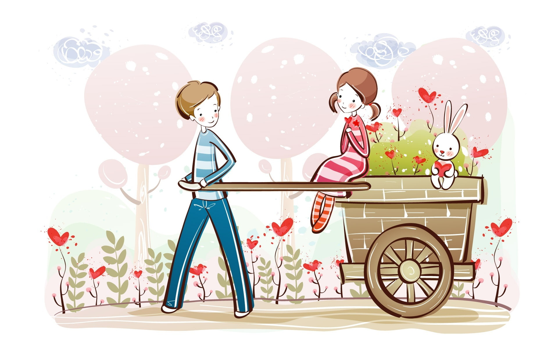 cute, 1080P, celebration, lifestyles, Valentine, food, child, family, couple, males, nature, s, painting, cute valentine couple, childhood, Holidays, food and drink, HD Wallpaper