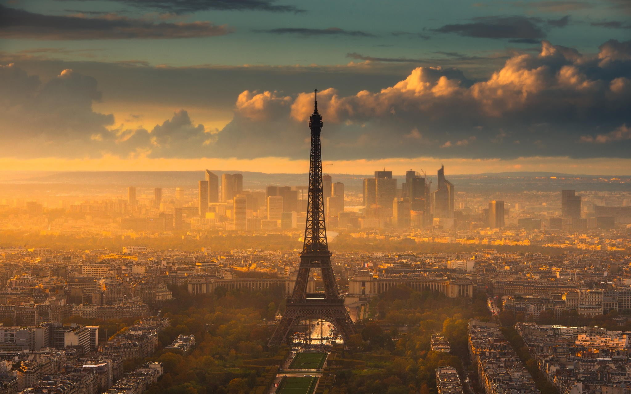 sky, architecture, 1080P, Eiffel Tower, Paris, aerial, tall - high, built structure, no people, building, tower, building exterior, cityscape, outdoors, HD Wallpaper