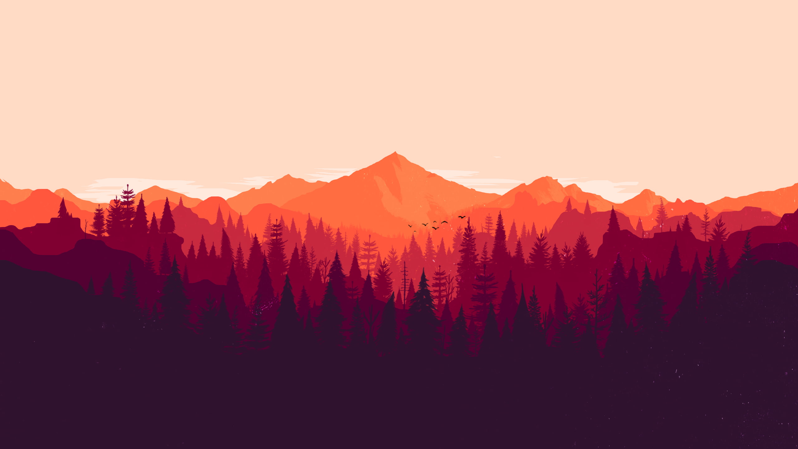 tabbetz, Firewatch, Pine Trees, 2K, red, Orange, minimalism, forest, HD Wallpaper