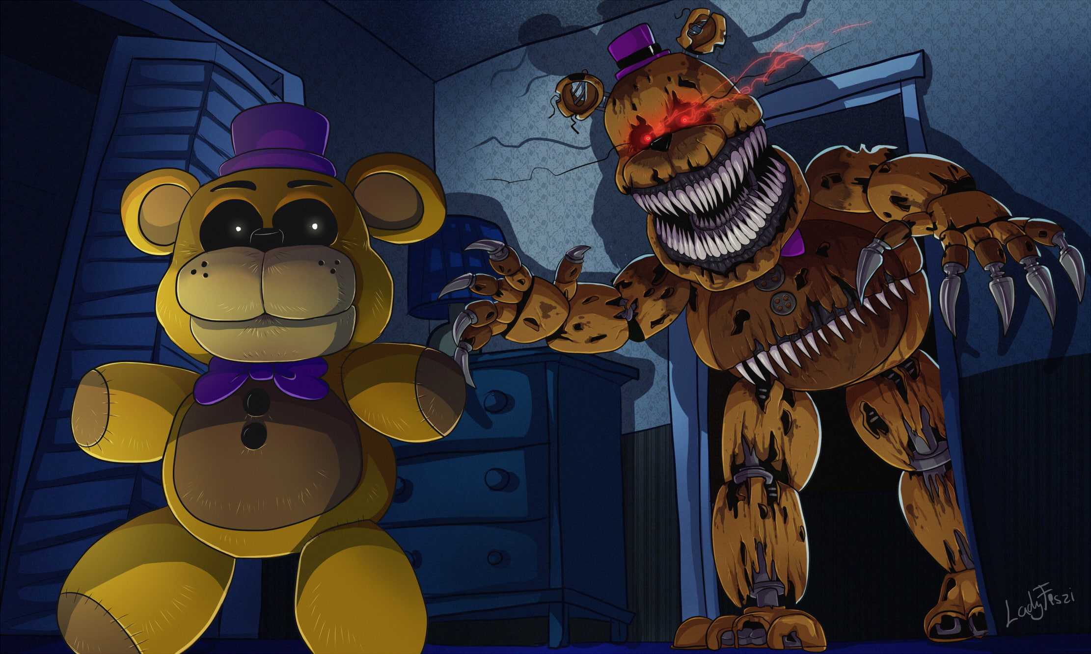Five Nights at Freddys 4, Nightmare Golden Freddy (Five Nights at Freddys), Five Nights at Freddys, 1080P, HD Wallpaper