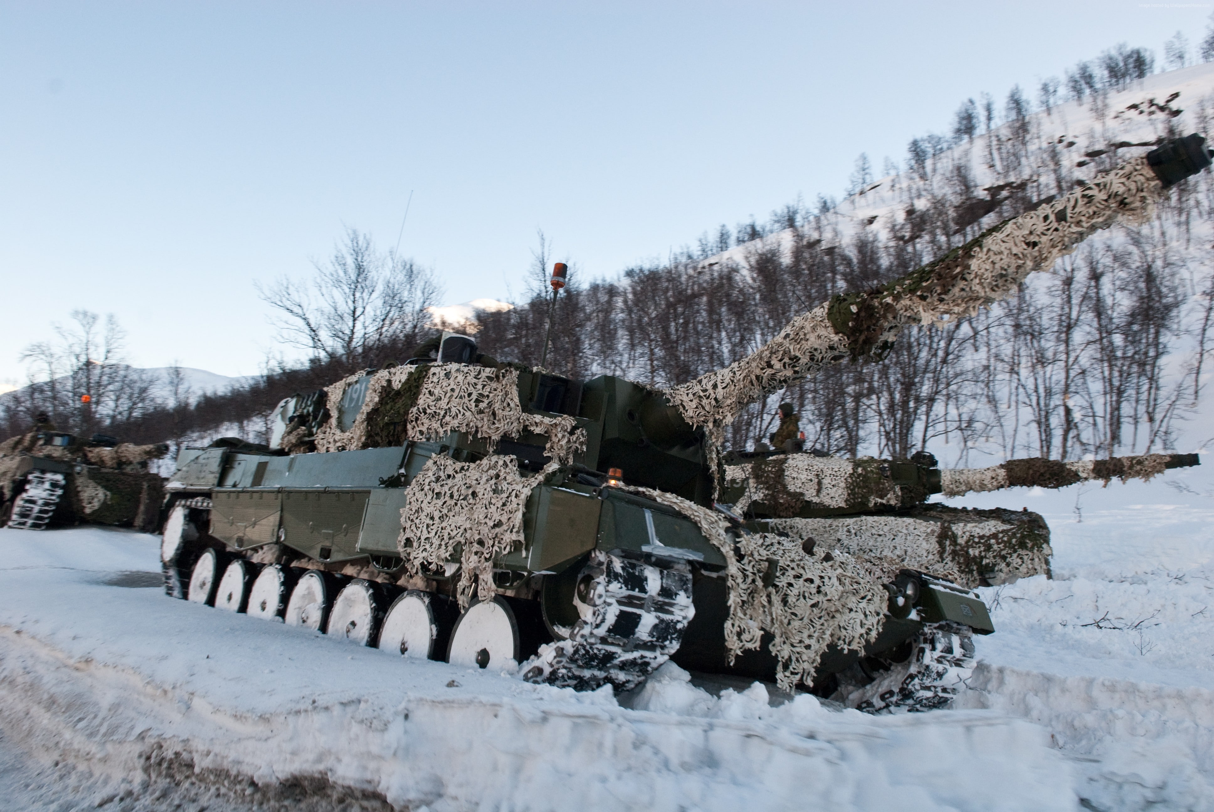 MBT, 2A5, forest, camo, tank, 2a6m, Norway, winter, Leopard 2, 4K, HD Wallpaper