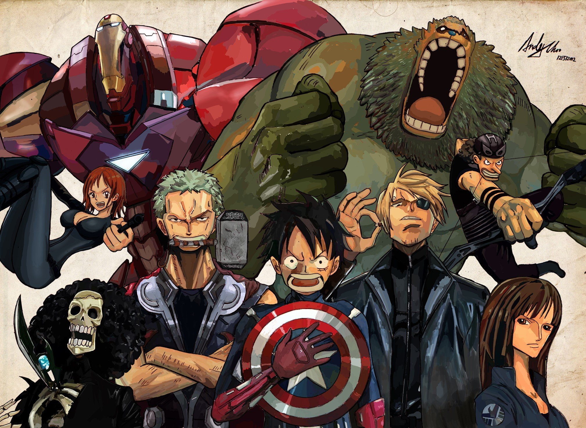 Nami, Brook, Parody, 1080P, Usopp, Sanji, Tony Tony Chopper, Monkey D. Luffy, One Piece, Roronoa Zoro, HD Wallpaper