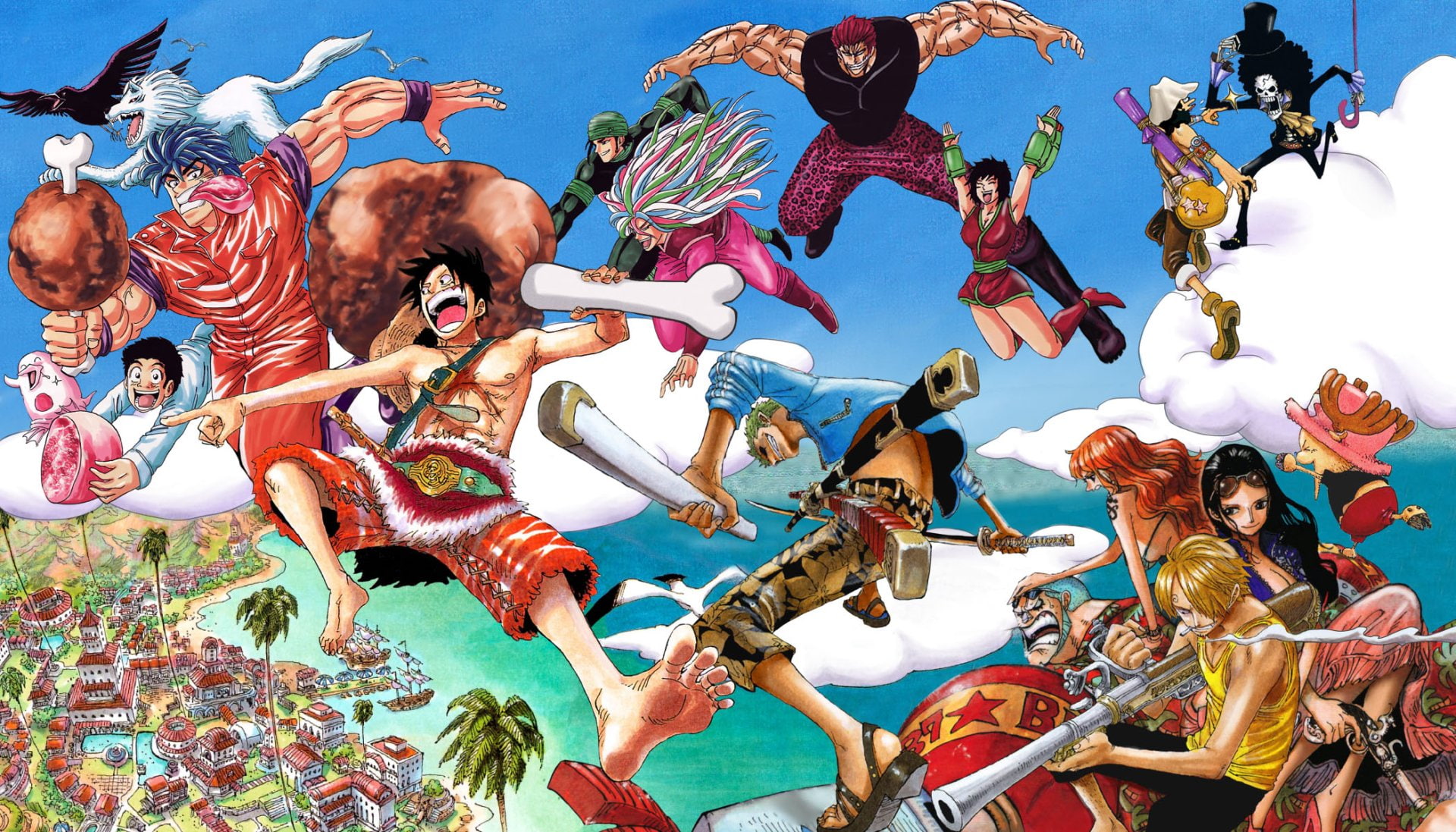 animal themes, day, animal representation, Nami (One Piece), Sanji (One Piece), arts culture and entertainment, clear sky, nature, Crossover, Tony Tony Chopper, HD Wallpaper