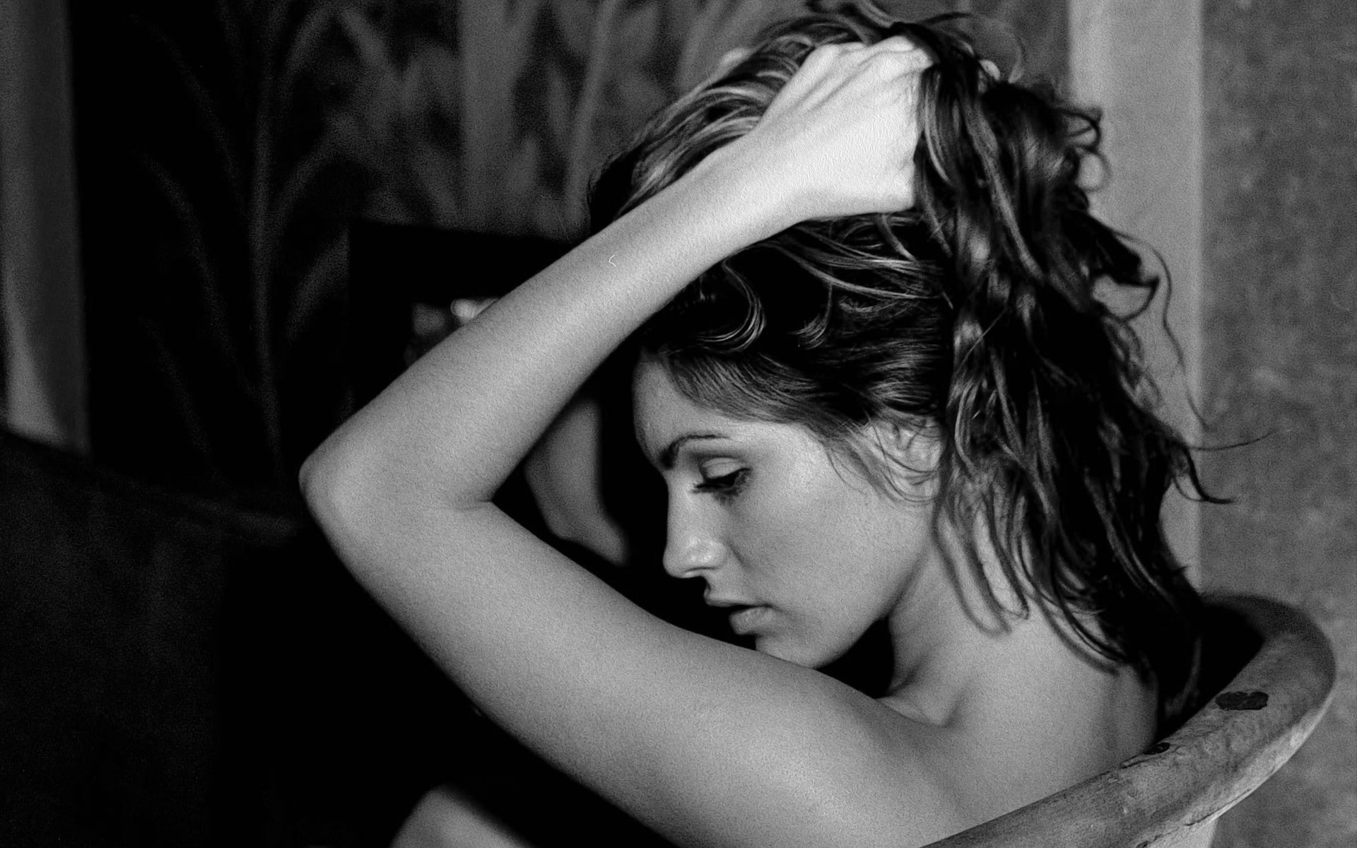 kelly, grayscale, 1080P, brook, HD Wallpaper
