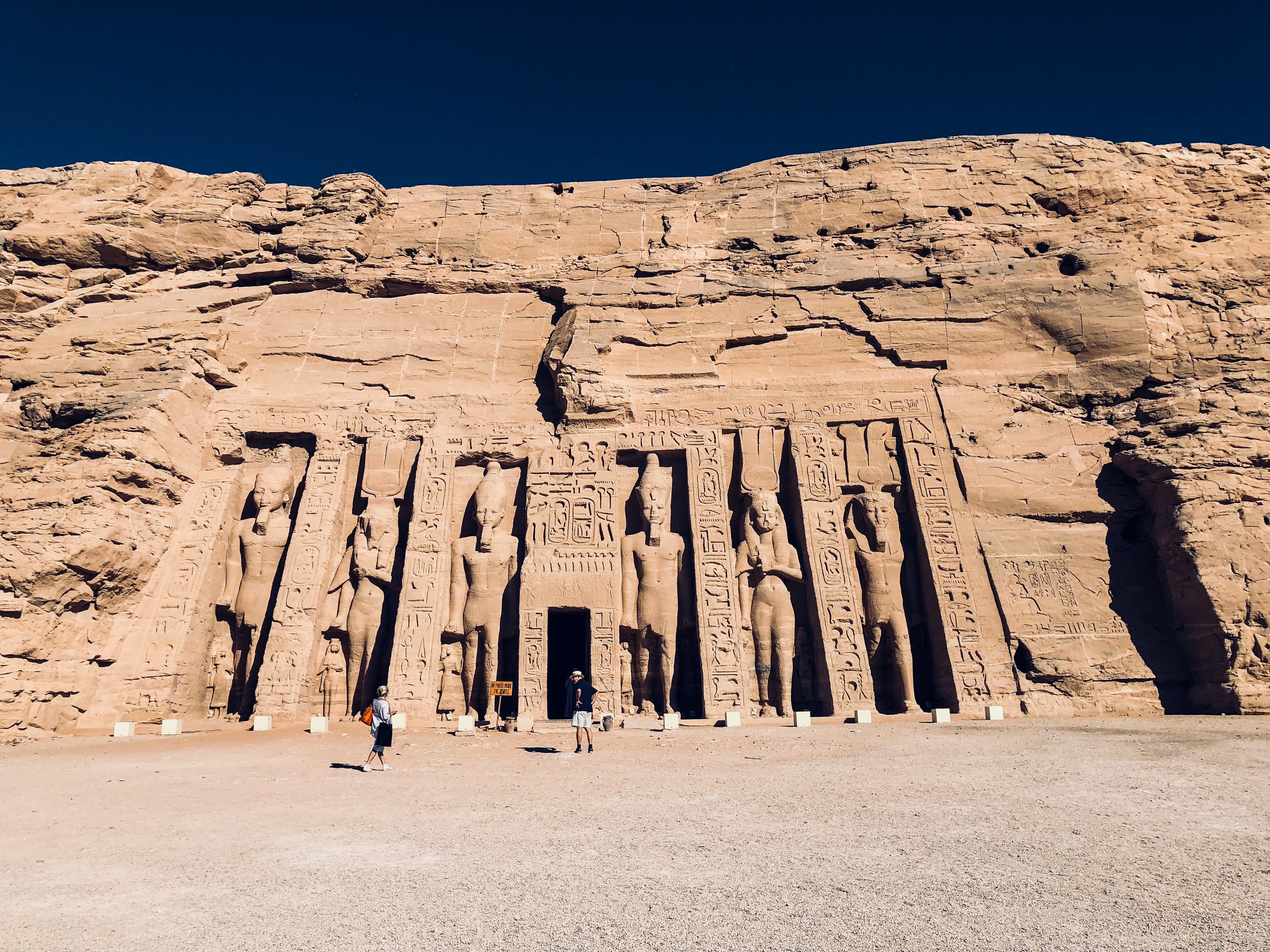 real people, sky, egyptian, travel destinations, egypt, nature, solid, old ruin, nefertari temple, old town, 4K, tourist, archaeology, history, past, ruined, HD Wallpaper