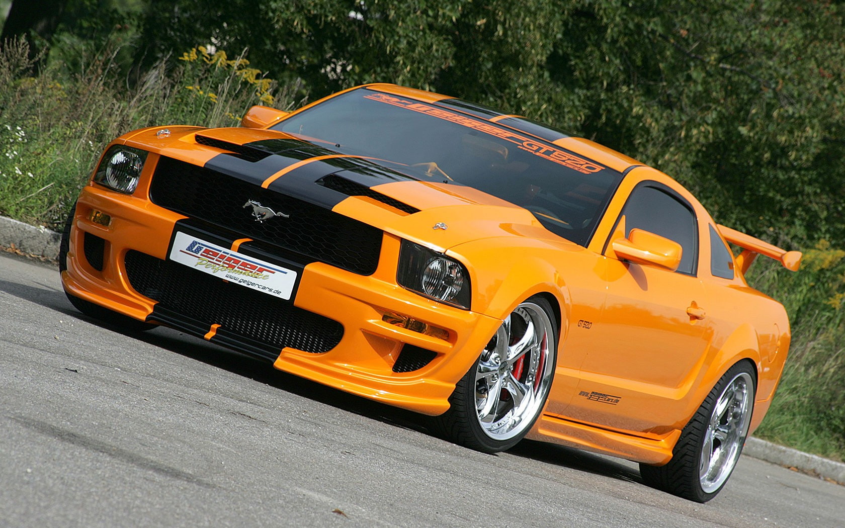 1680x1050, tuning, mustang, ford mustang, 720P, black, ford, orange, car, HD Wallpaper