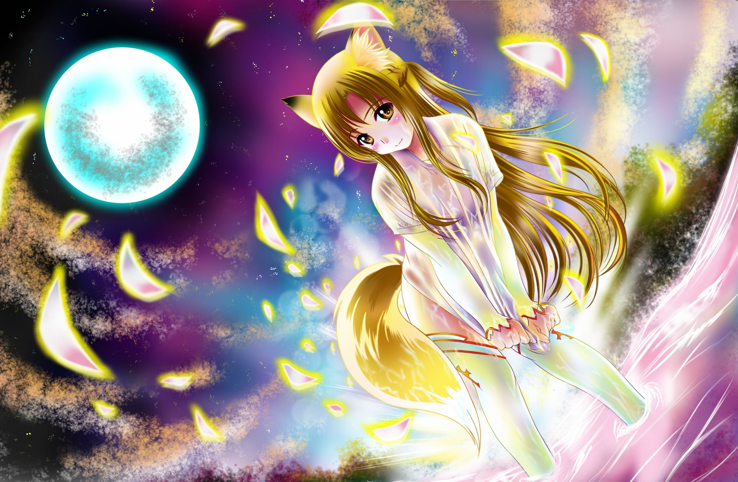 sword art online, nebula, abstract, festival, the sky, representation, magic, illuminated, tail, backgrounds, star - Space, ears, women, no people, female, HD Wallpaper