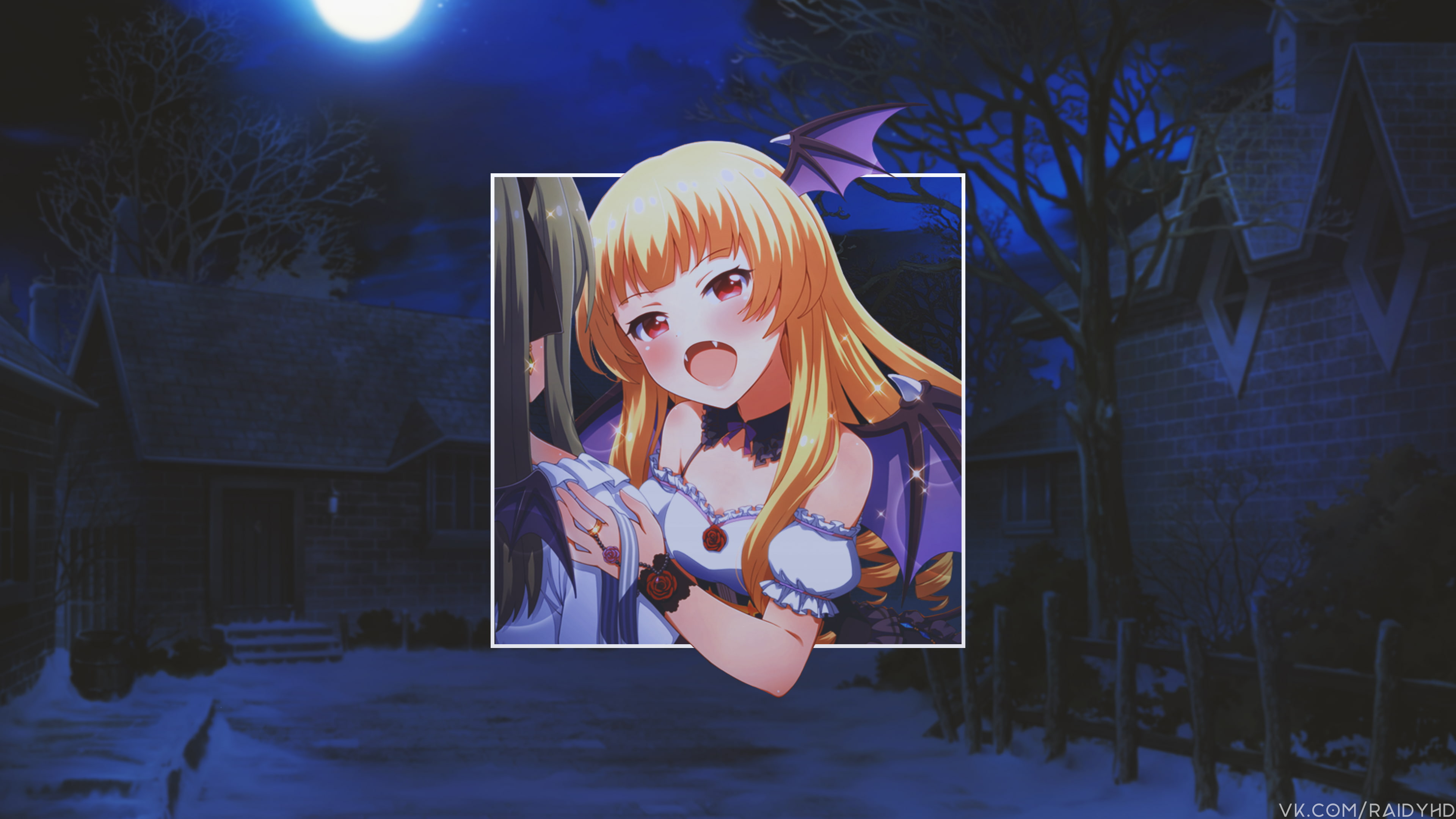 fun, architecture, building, illuminated, childhood, open mouth, 4K, anime girls, lifestyles, night, enjoyment, picture-in-picture, plant, anime, girls, HD Wallpaper