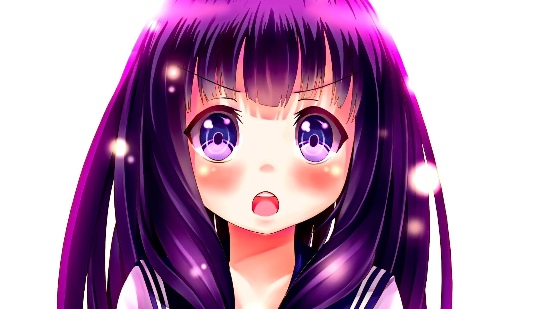 disguise, anime, hairstyle, mask, open mouth, studio shot, mask - disguise, indoors, human representation, cut out, art and craft, dyed hair, purple, front view, HD Wallpaper