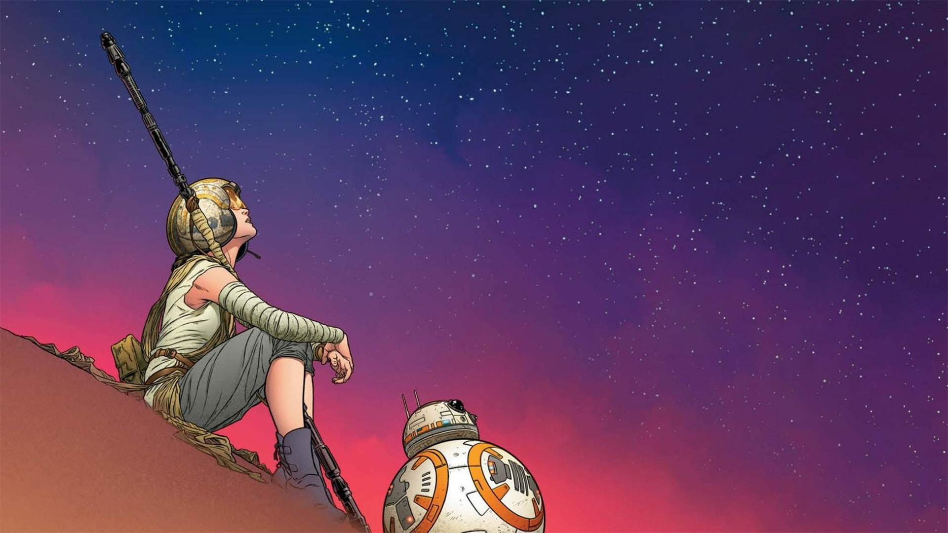 science fiction, Rey, Fan Art, 8, 1080P, BB, helmet, Star Wars: The Force Awakens, artwork, Star Wars, HD Wallpaper