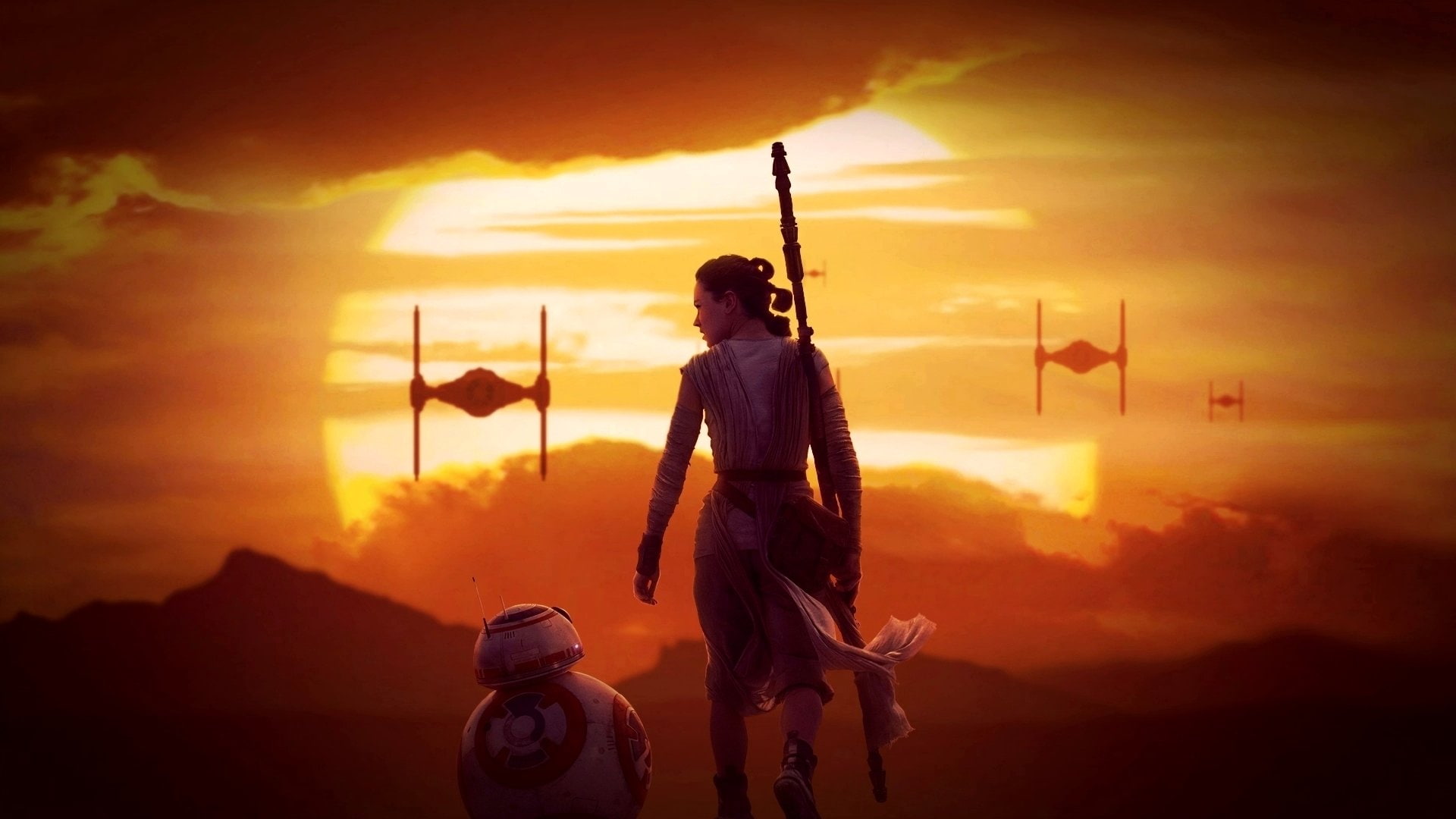 Rey (Star Wars), Star Wars Episode VII: The Force Awakens, 1080P, Daisy Ridley, Star Wars, BB-8, HD Wallpaper
