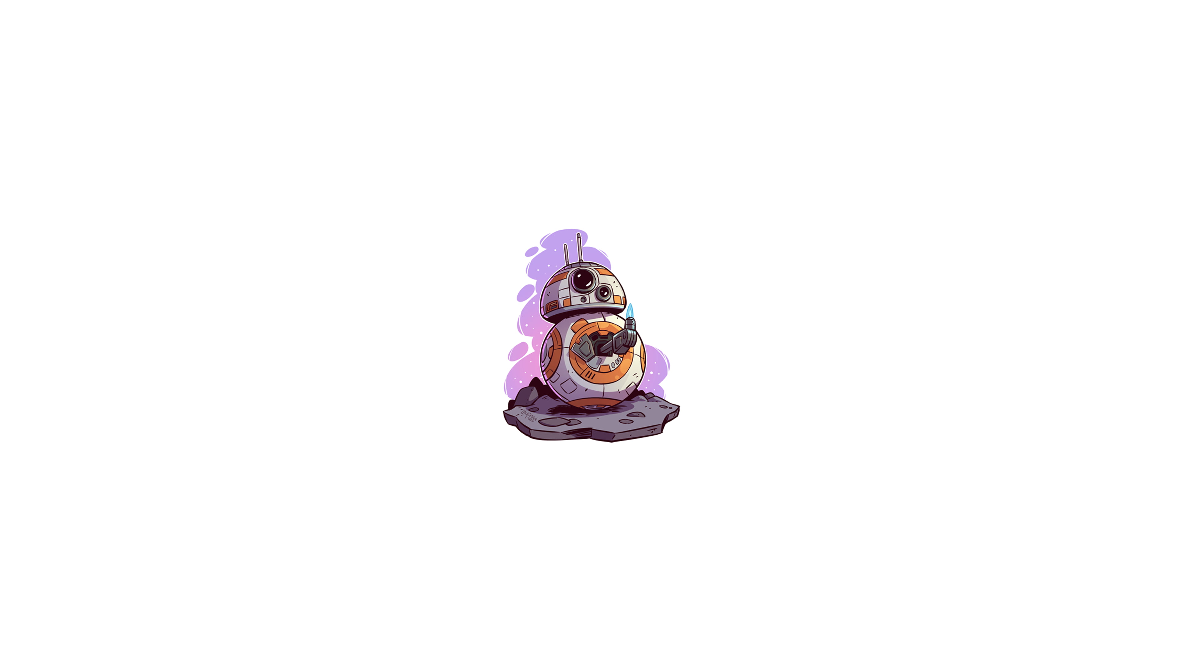 Star Wars, 4K, BB-8, minimalism, chibi, white background, HD Wallpaper