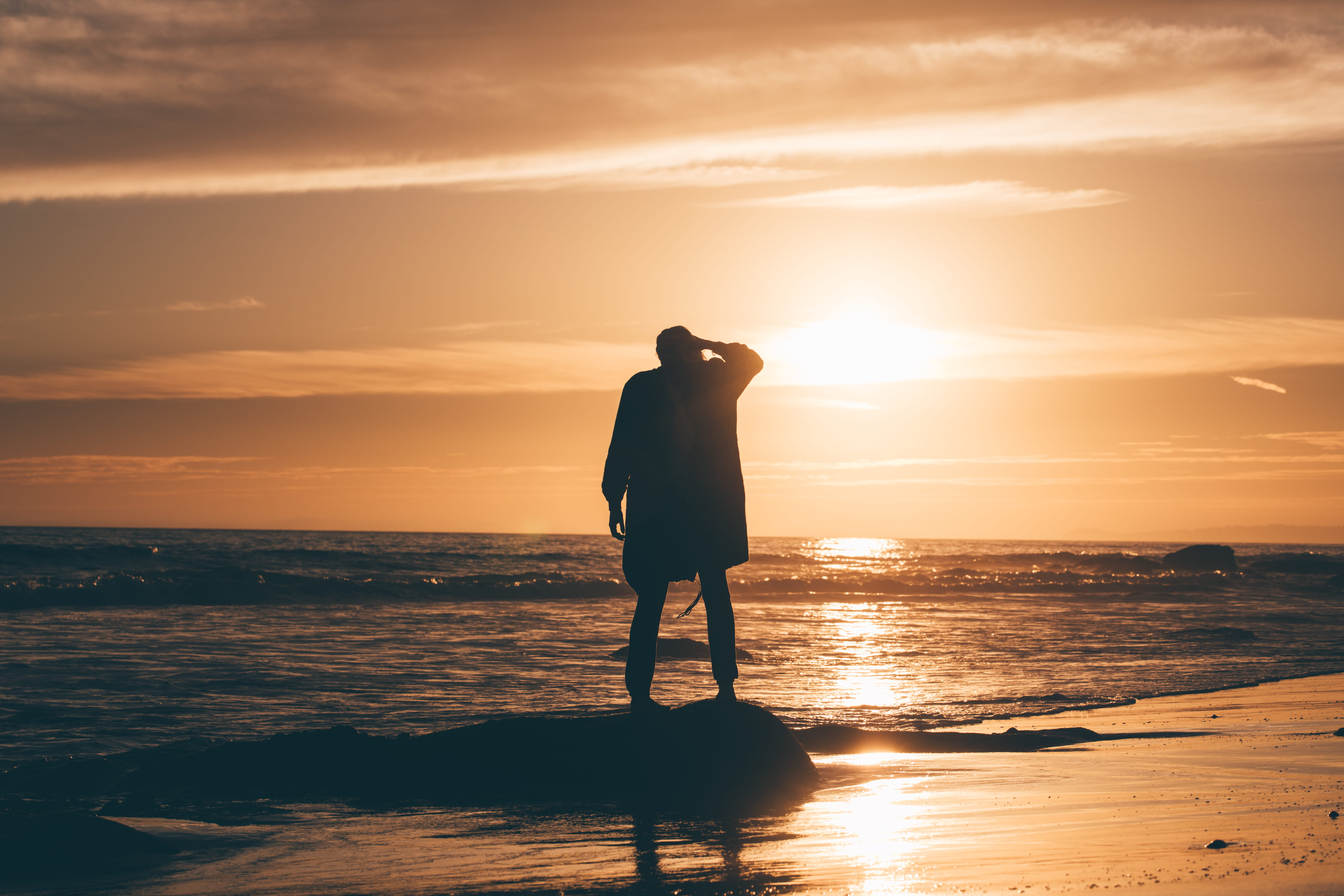 scenics - nature, land, adult, sunset, one Person, females, relaxation, body, silhouette, full length, copy Space, vacations, women, sea, only men, love, HD Wallpaper