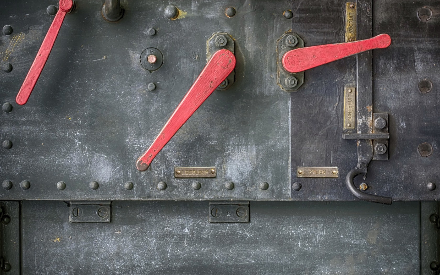 door, technology, group of objects, no people, still life, industry, levers, gray, metal, 720P, order, indoors, directly above, red, close-up, high angle view, HD Wallpaper