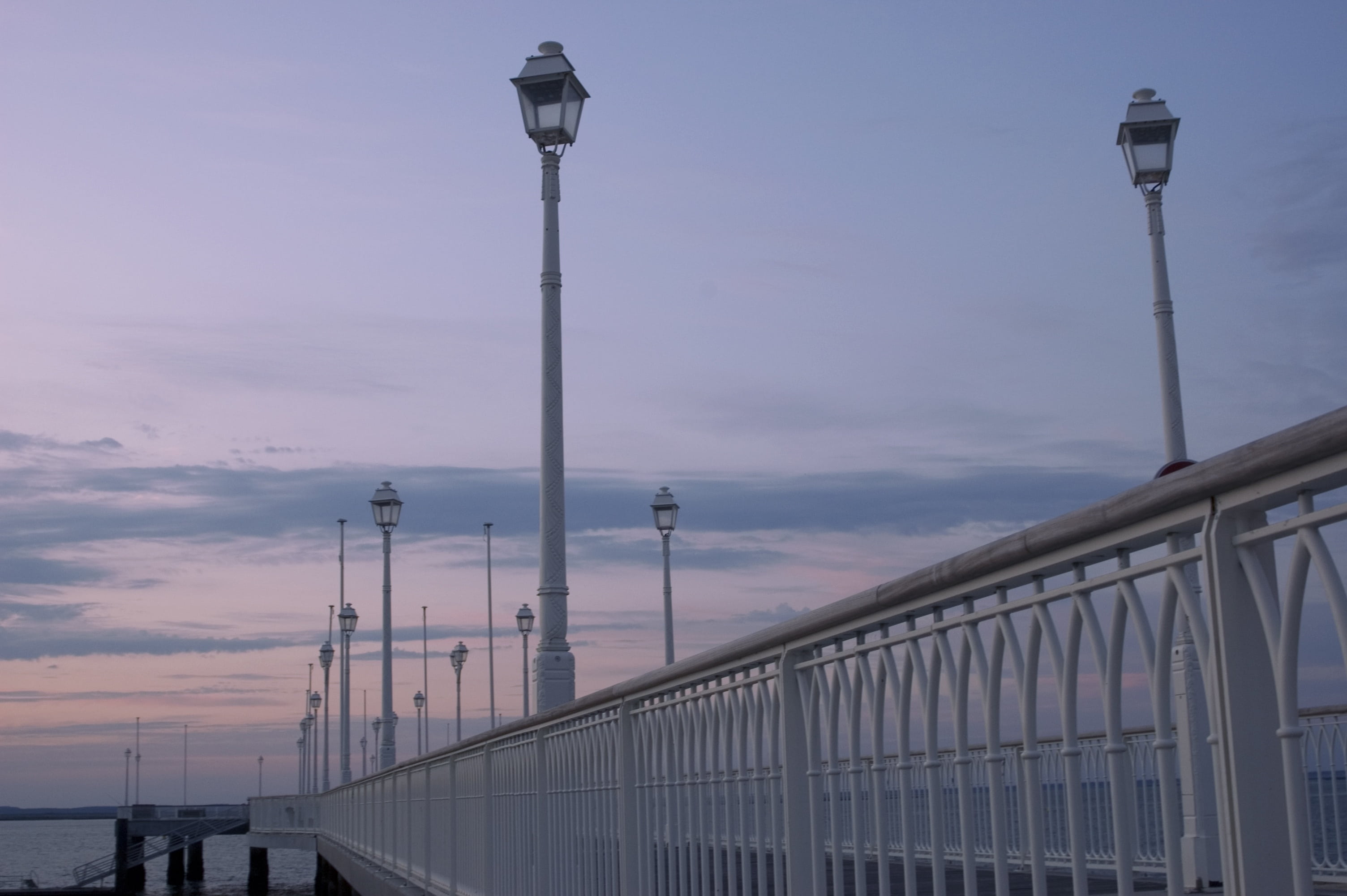 iron, connection, street, railing, 2K, bridge - man made structure, atlantic coast, building exterior, cloud - sky, day, floor lamp, architecture, sunset, HD Wallpaper