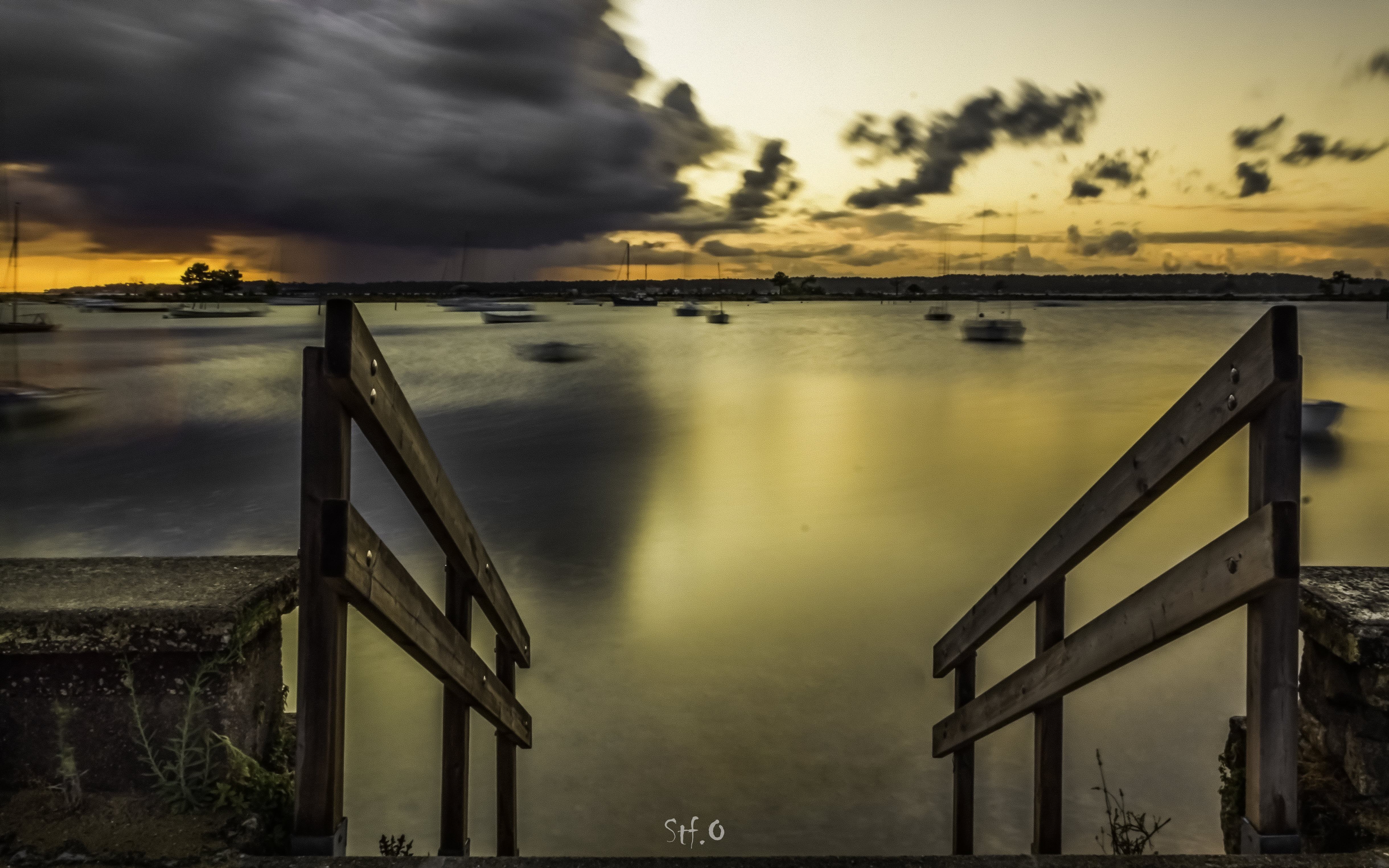 sunset, cap-ferret, painting, body of water, nature, cloud - Sky, body, arcachon, small, water, sea, 4K, HD Wallpaper