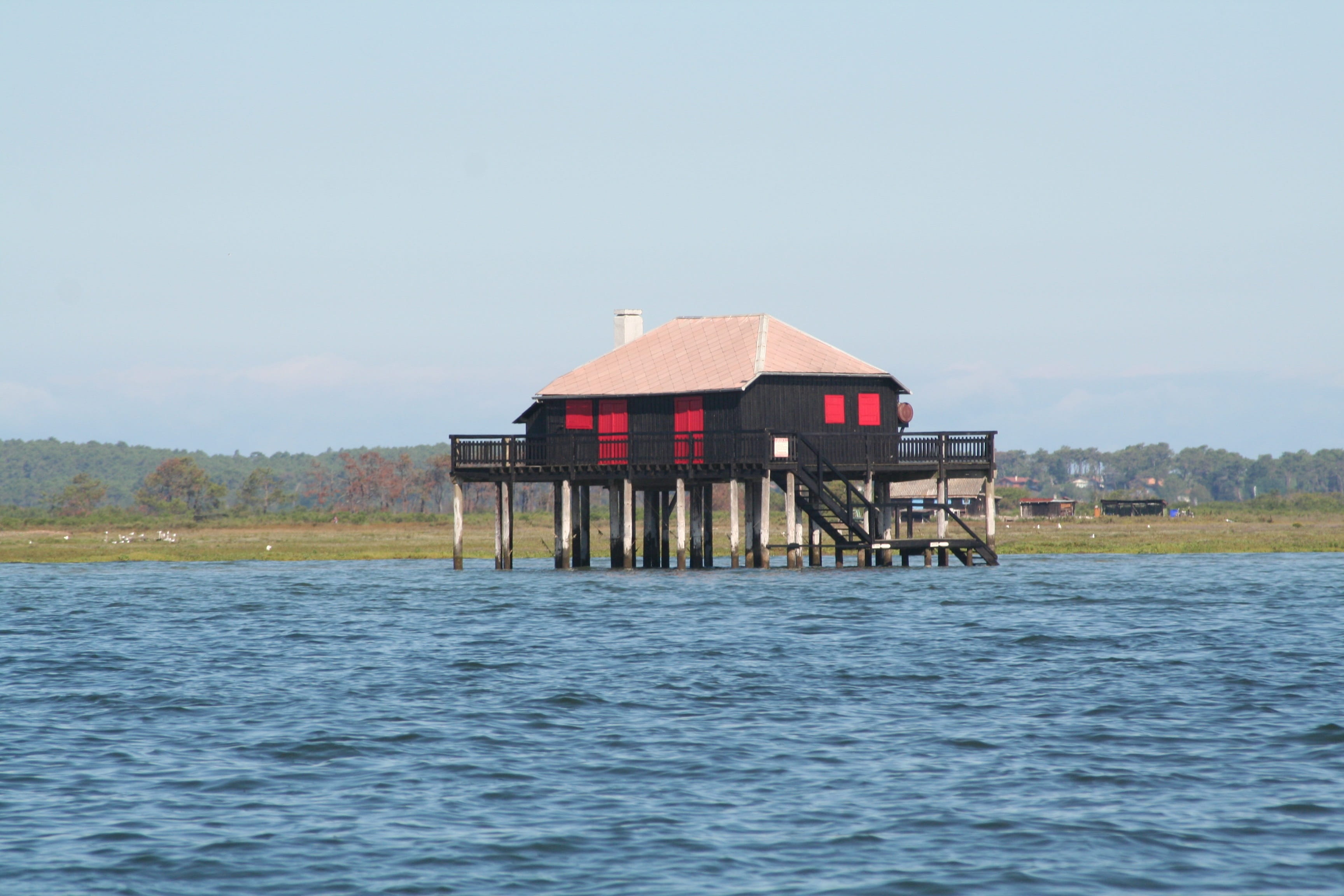 architecture, water, architectural column, building exterior, built structure, Arcachon, stilt house, beauty in nature, residential district, tchanquée, HD Wallpaper