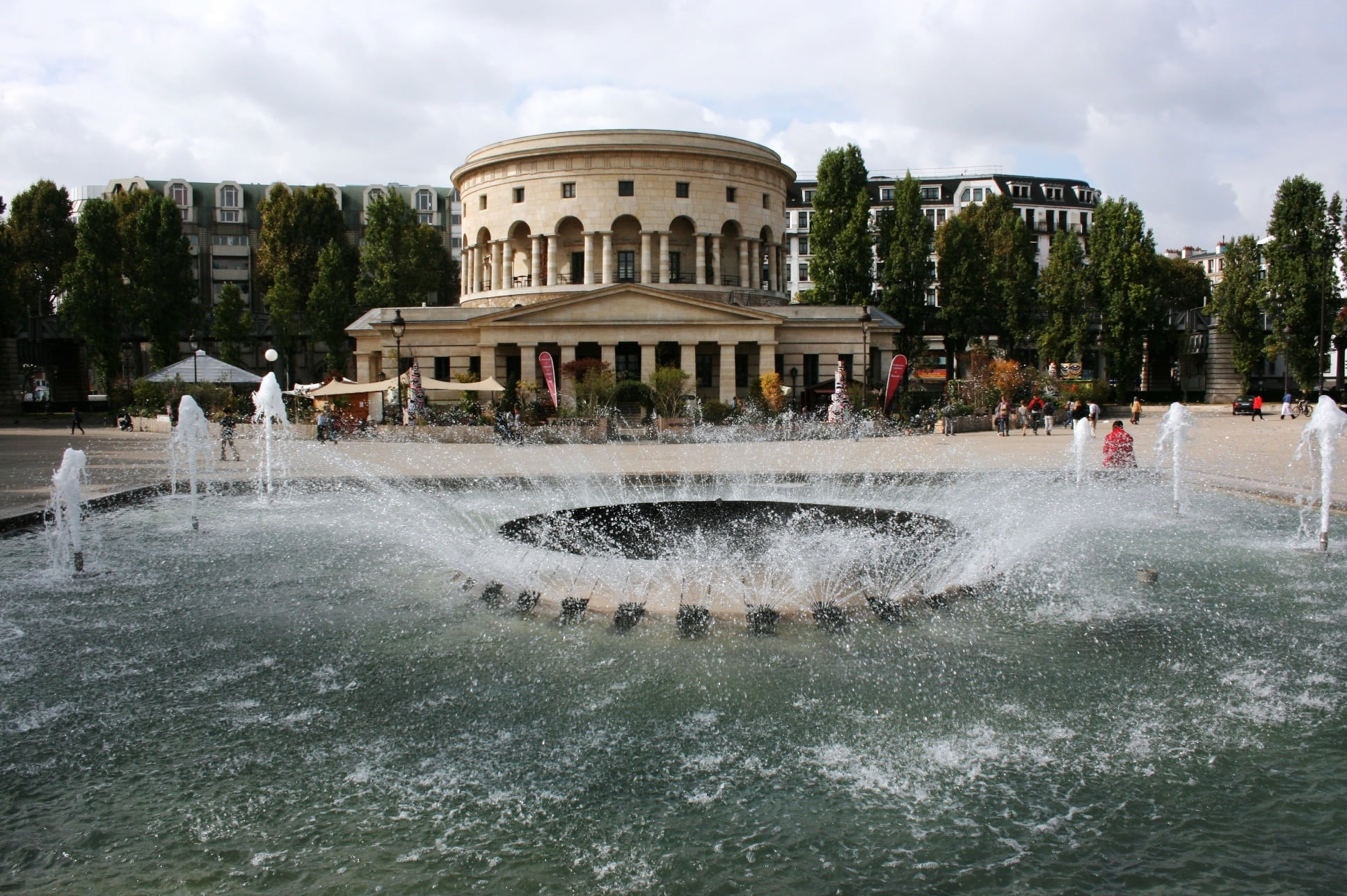 day, famous Place, sky, 1080P, rotonde, water, travel destinations, splashing, paris, cloud - sky, fountain, built structure, flowing water, architecture, HD Wallpaper