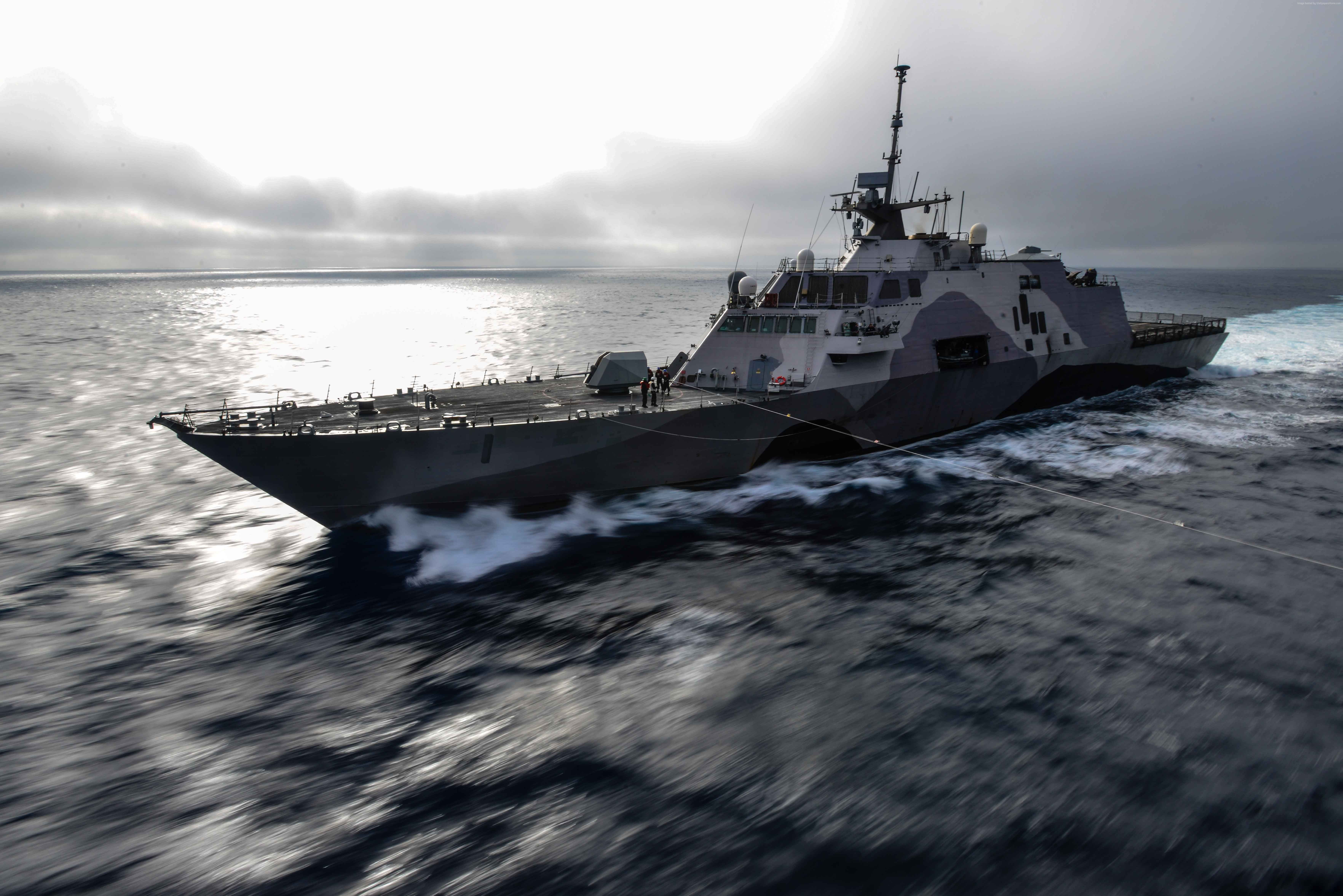 navy, speed, nautical vessel, military, travel, LCS-1, mode of transportation, beauty in nature, horizon, luxury, cloud - sky, passenger craft, 5K, nature, HD Wallpaper