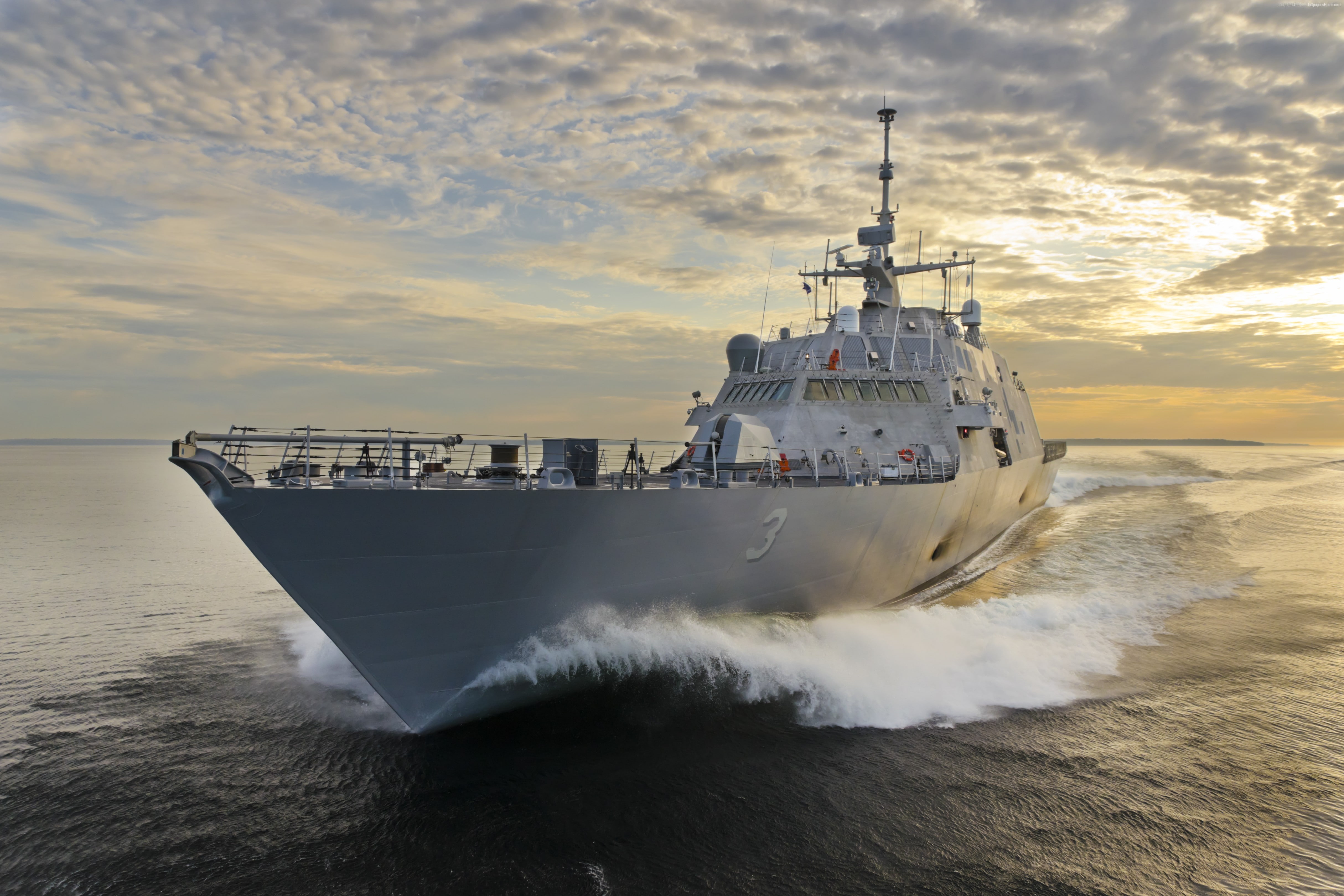 USS Fort Worth, U.S. Navy, sea, combat ship, littoral, 4K, dom-class, LCS-3, USA Army, HD Wallpaper