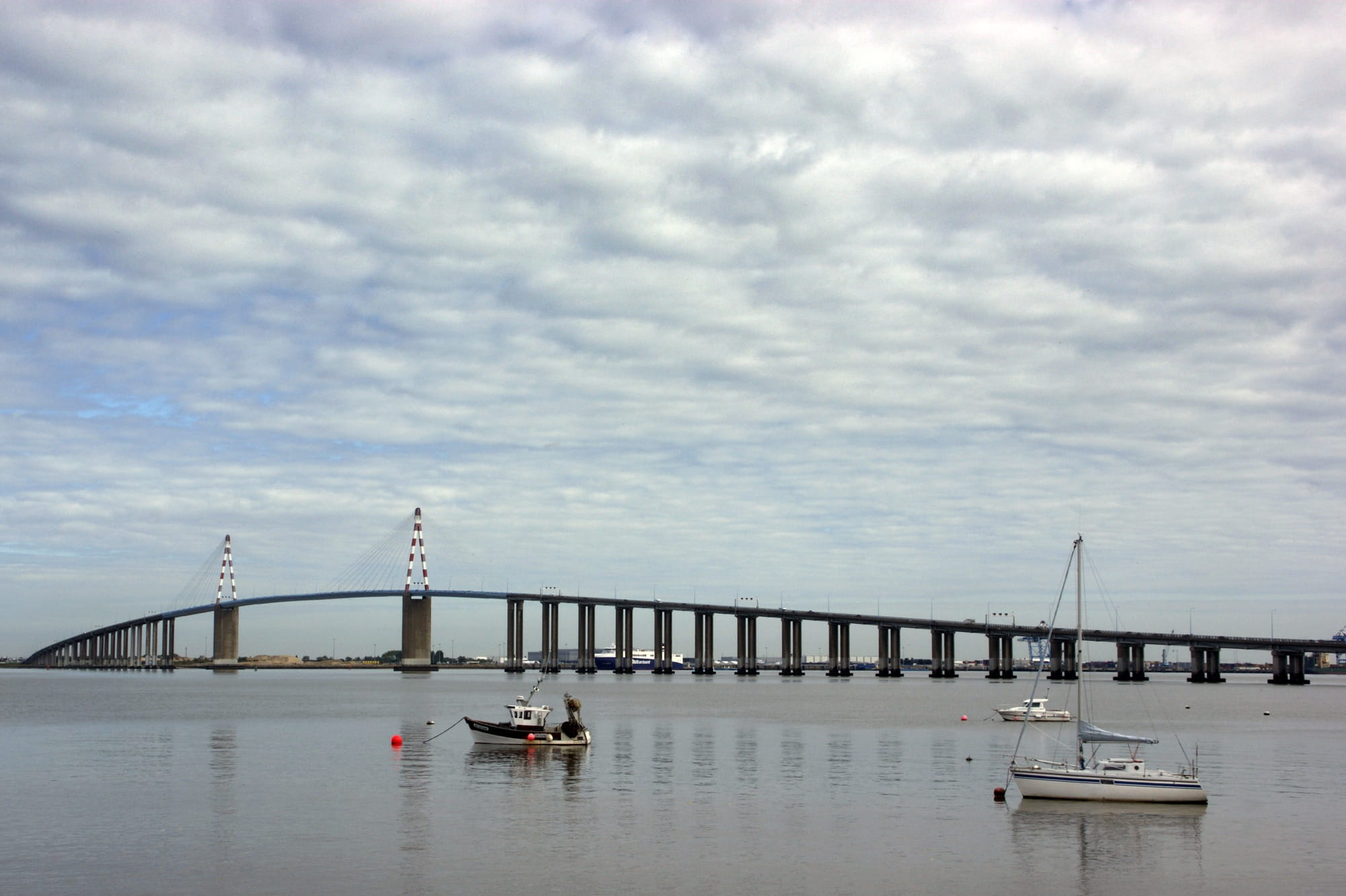 brittany, cloud - sky, boat, st-nazaire, travel destinations, tourism, loire, bridge, country of the loire, estuary, waterfront, day, architecture, connection, HD Wallpaper